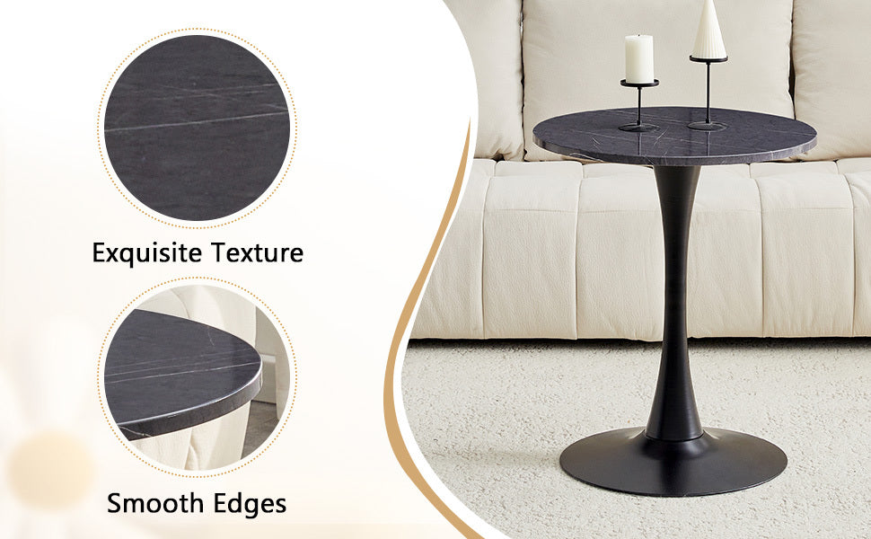 Feature graphic showing exquisite texture and smooth edges beside the black bistro table in a room