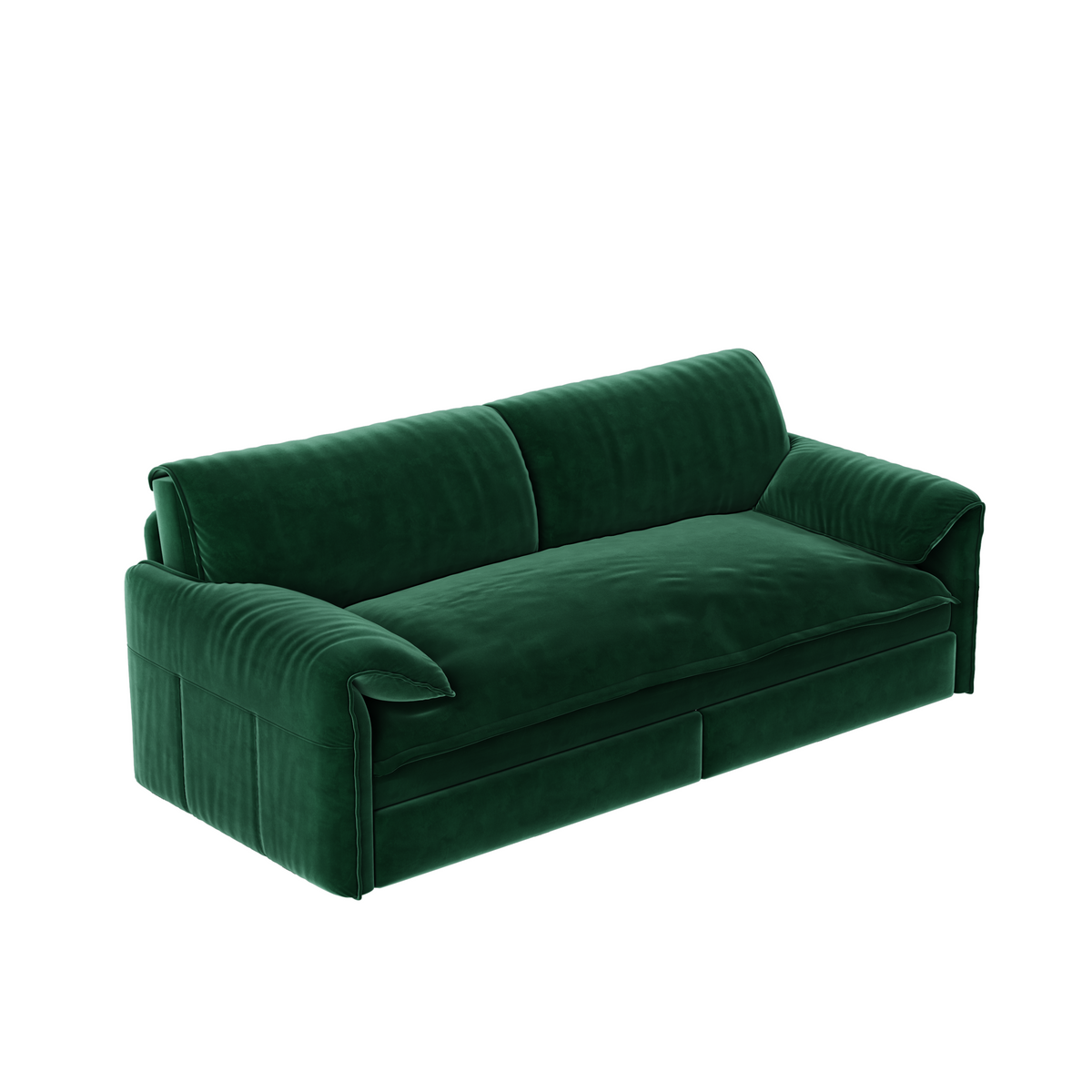 Green Velvet 2-Seat Queen Sleeper Sofa with Storage, 66 in Wide