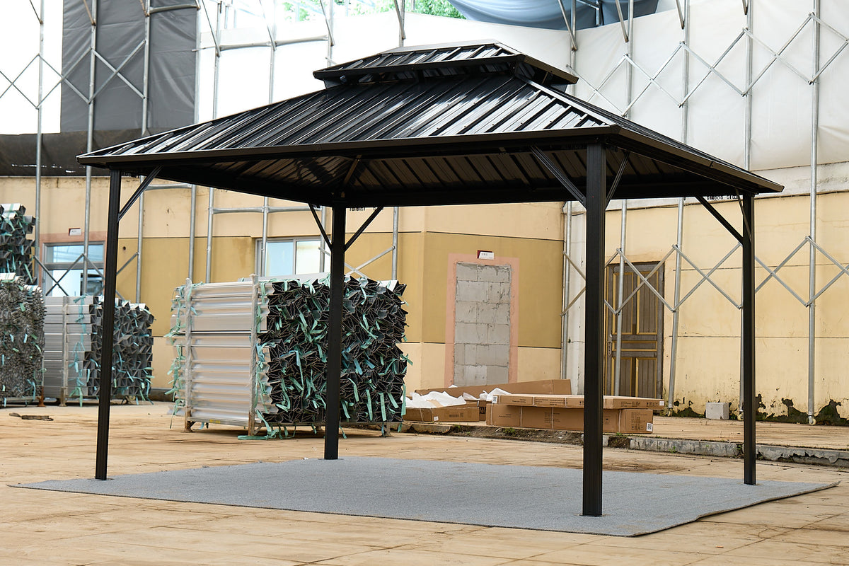 10x10 ft Gray Aluminum Hardtop Gazebo