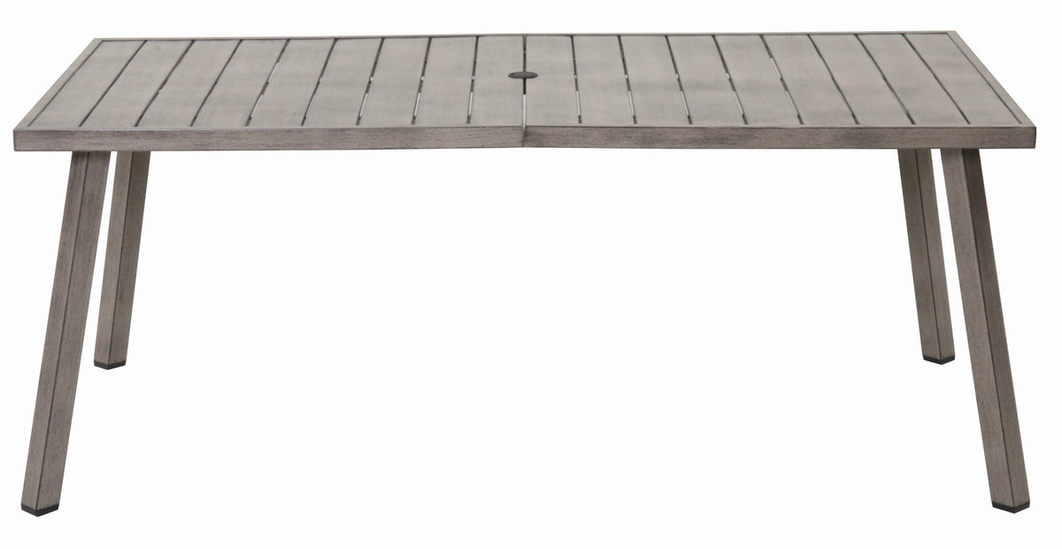 Gray Metal Outdoor Dining Table, 70.5 in Wide