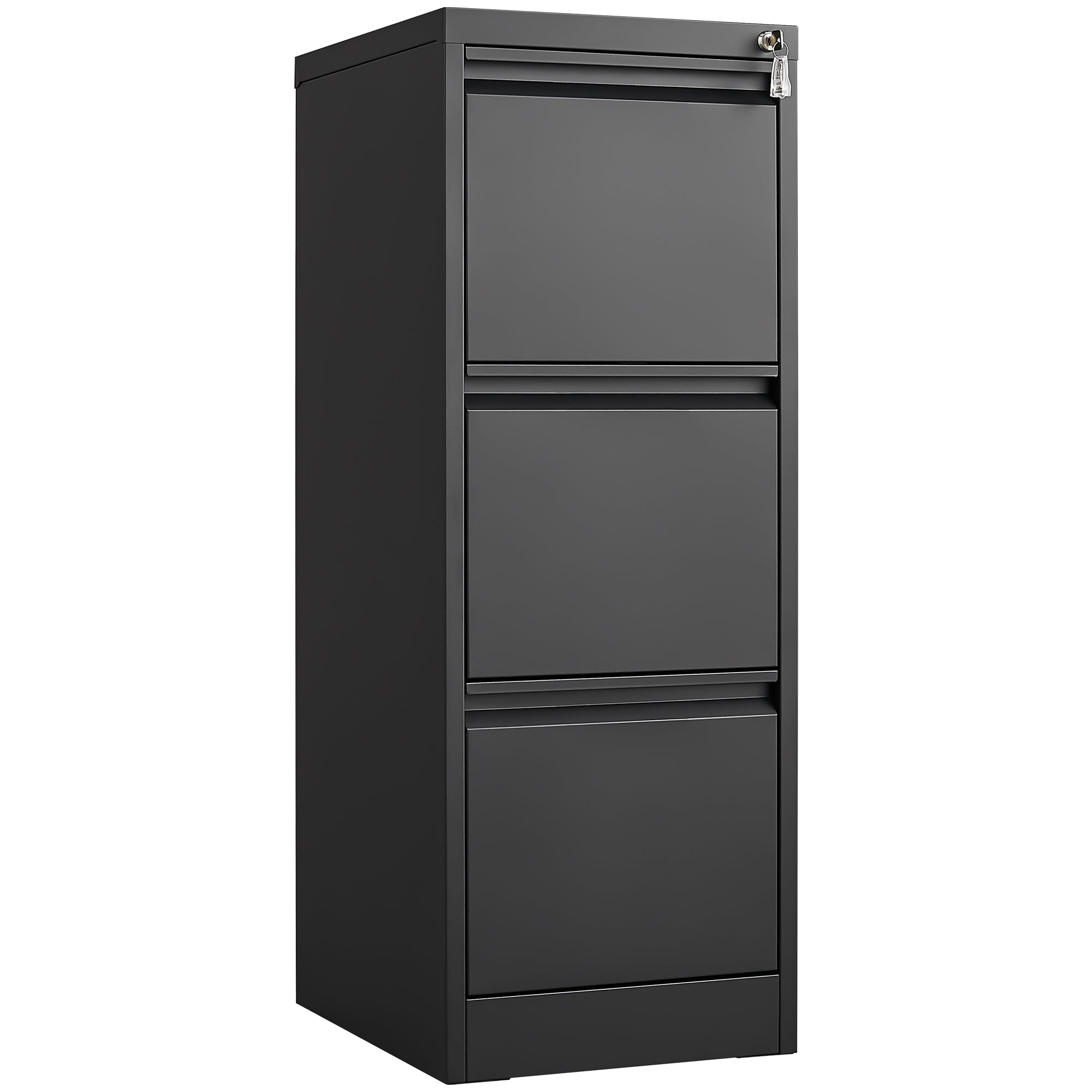 File Cabinet with Drawers and Lock, Filing Cabinet, 17.7 in, Black, Metal