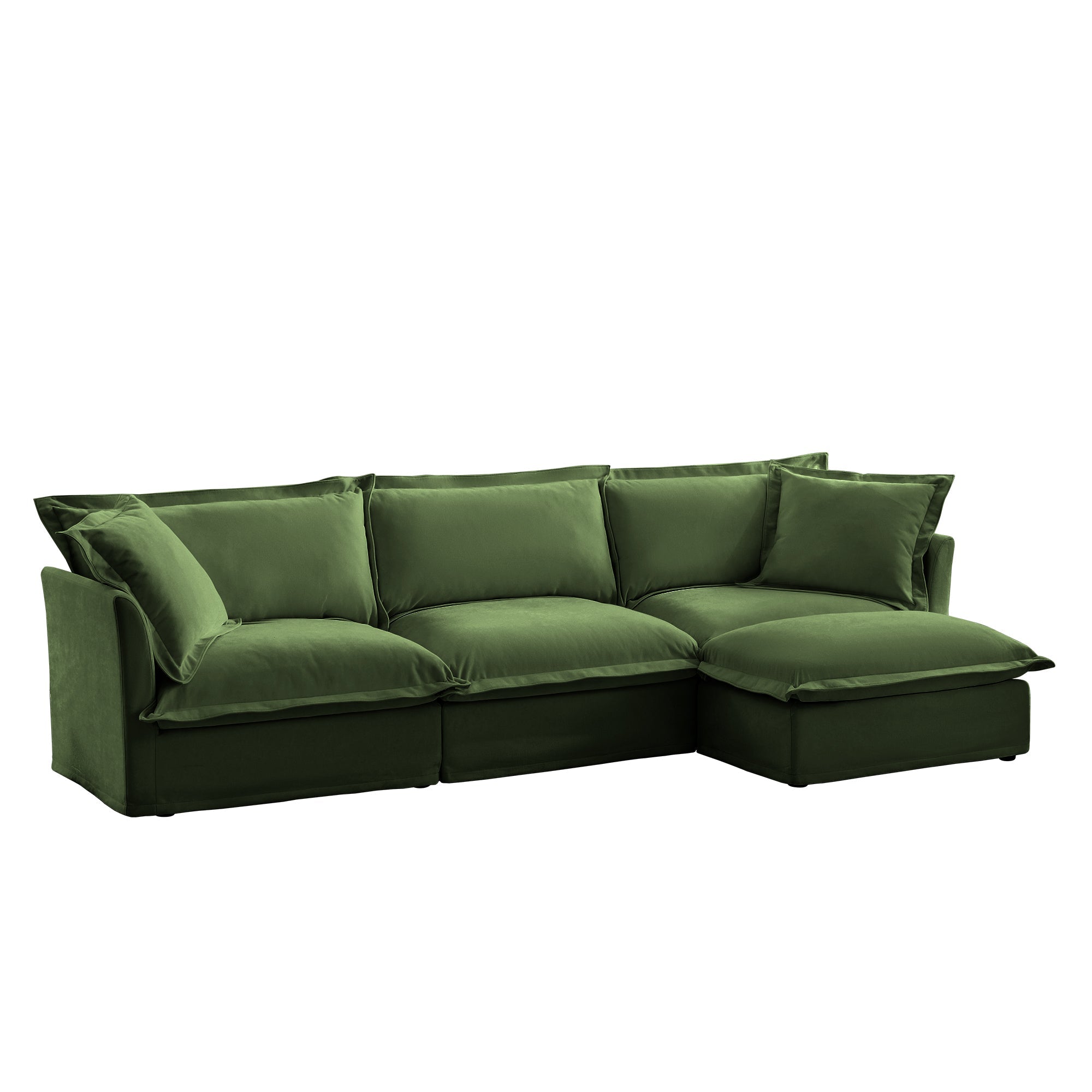 Fluffy 3-Seat Modular Sofa in Chenille Olive #OttOnly_1 #Fabric_Chenille Olive