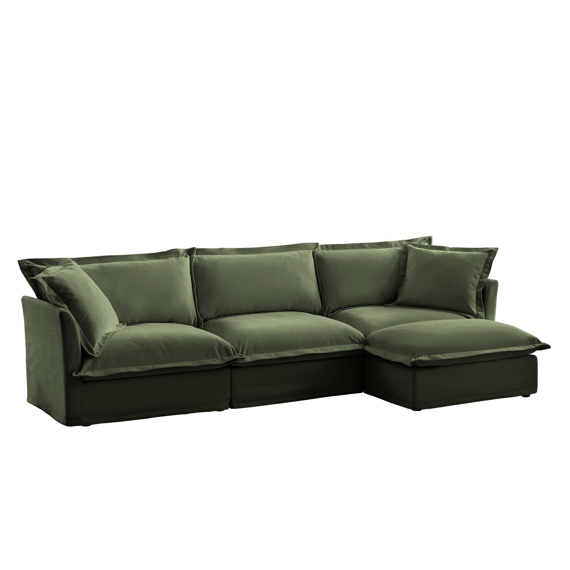 Fluffy 3-Seat Modular Sofa in Chenille Olive #OttOnly_1 #Fabric_Chenille Olive