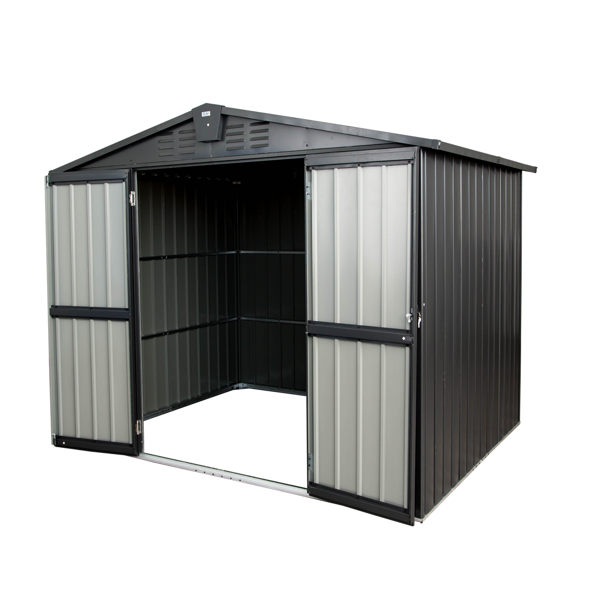 6.2x8.2 ft Dark Gray Metal Storage Shed with Lockable Doors