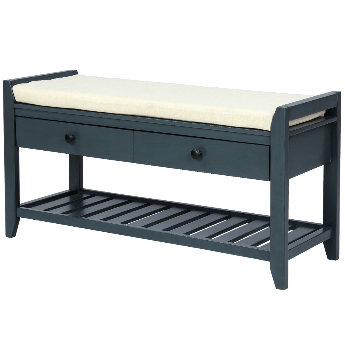 Navy Shoe Storage Bench, 39 in Wide
