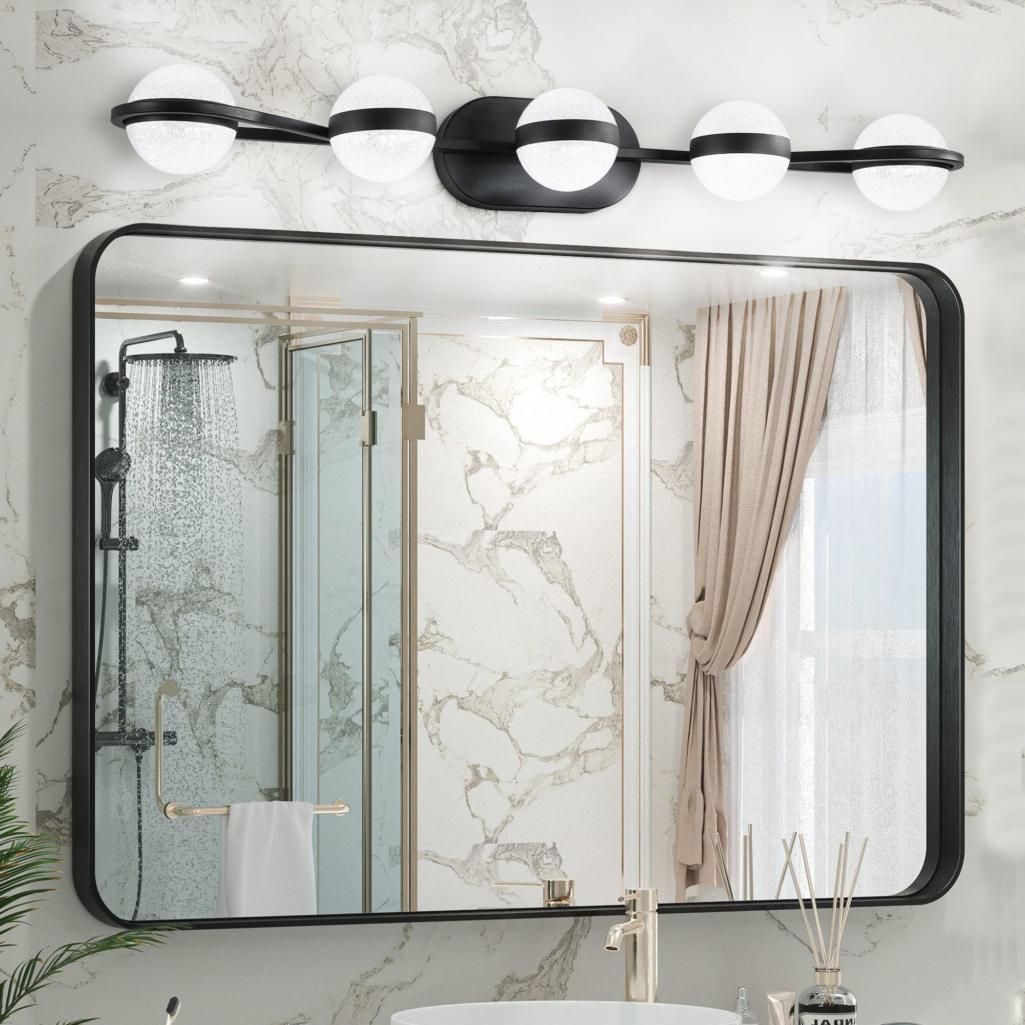 Vanity Light with Acrylic Shade, Dimmable LED, Black