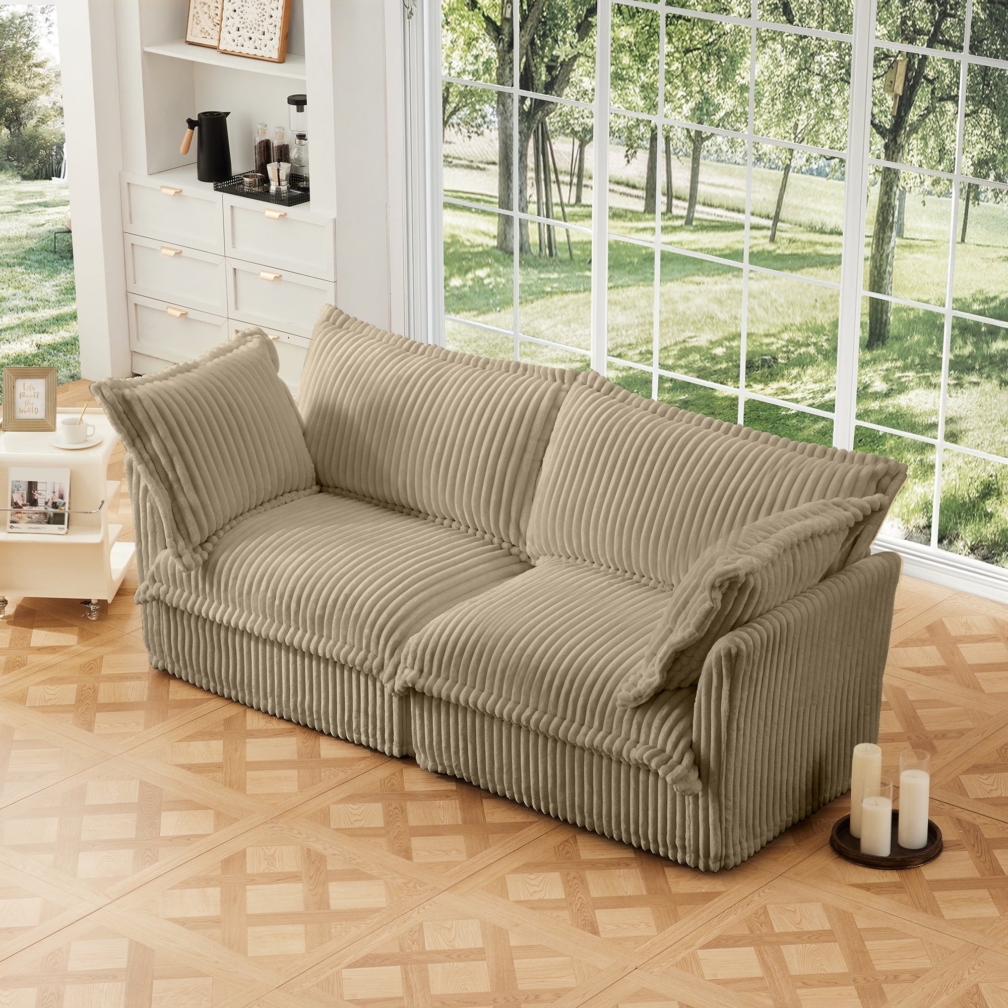 Fluffy 2-Seat Modular Sofa in Corduroy Camel #OttOnly_0 #Fabric_Corduroy Camel