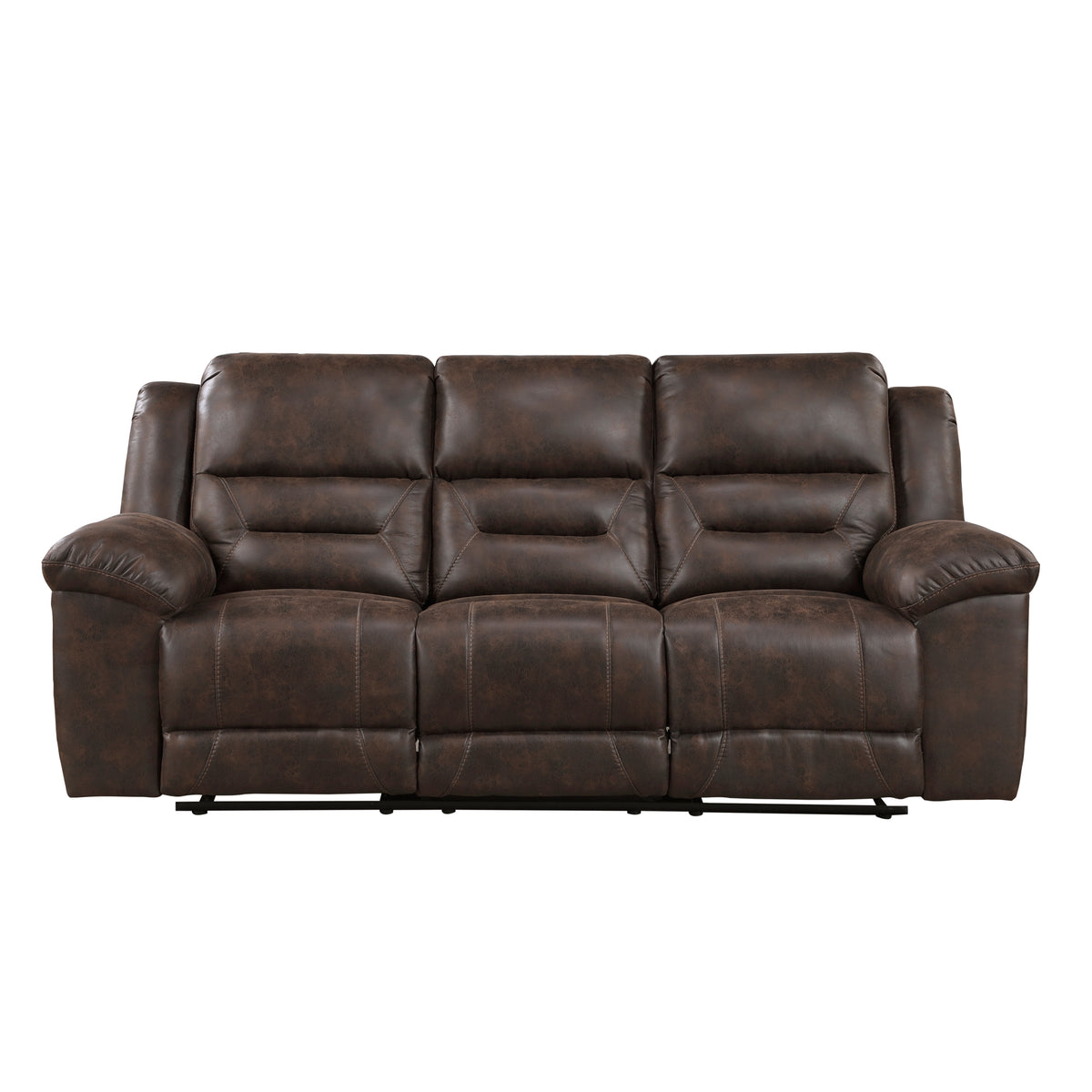 Dark Brown Microfiber Reclining Sofa, 91.5 in Wide