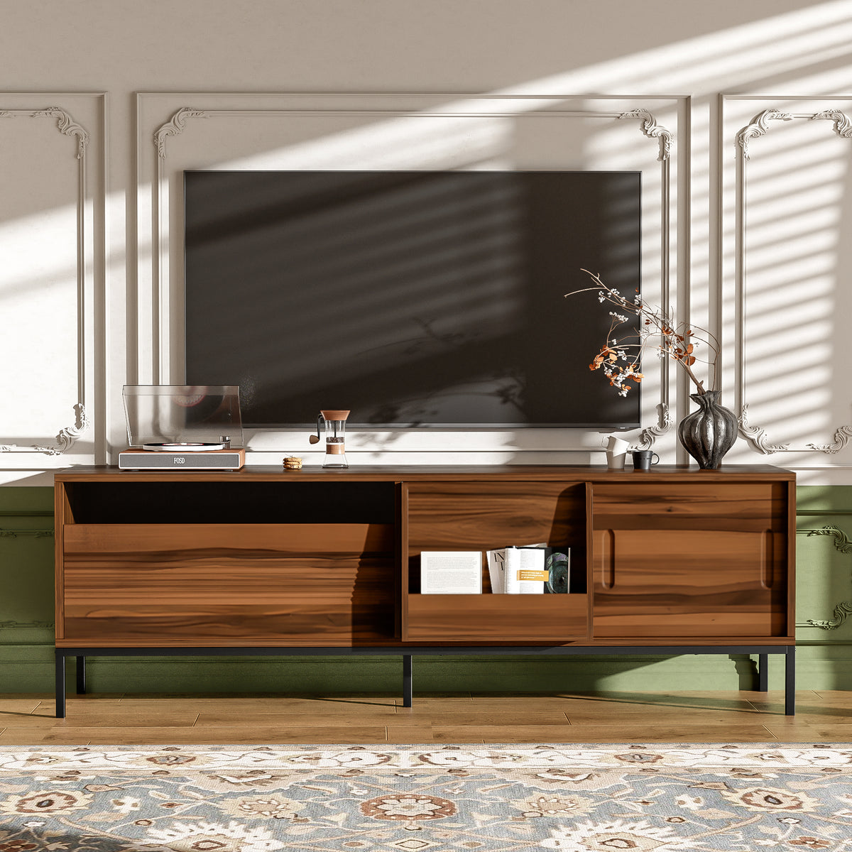 Brown Entertainment Center for TVs up to 75 in, 70.9 in Wide