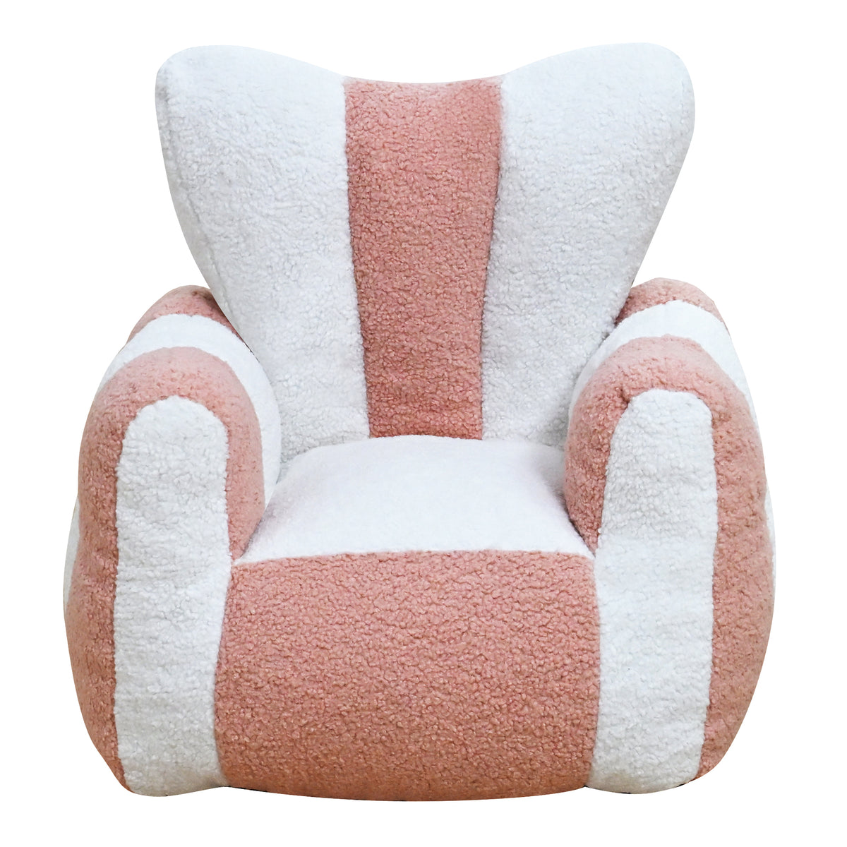 White Sherpa Bean Bag Chair, Pink Accents