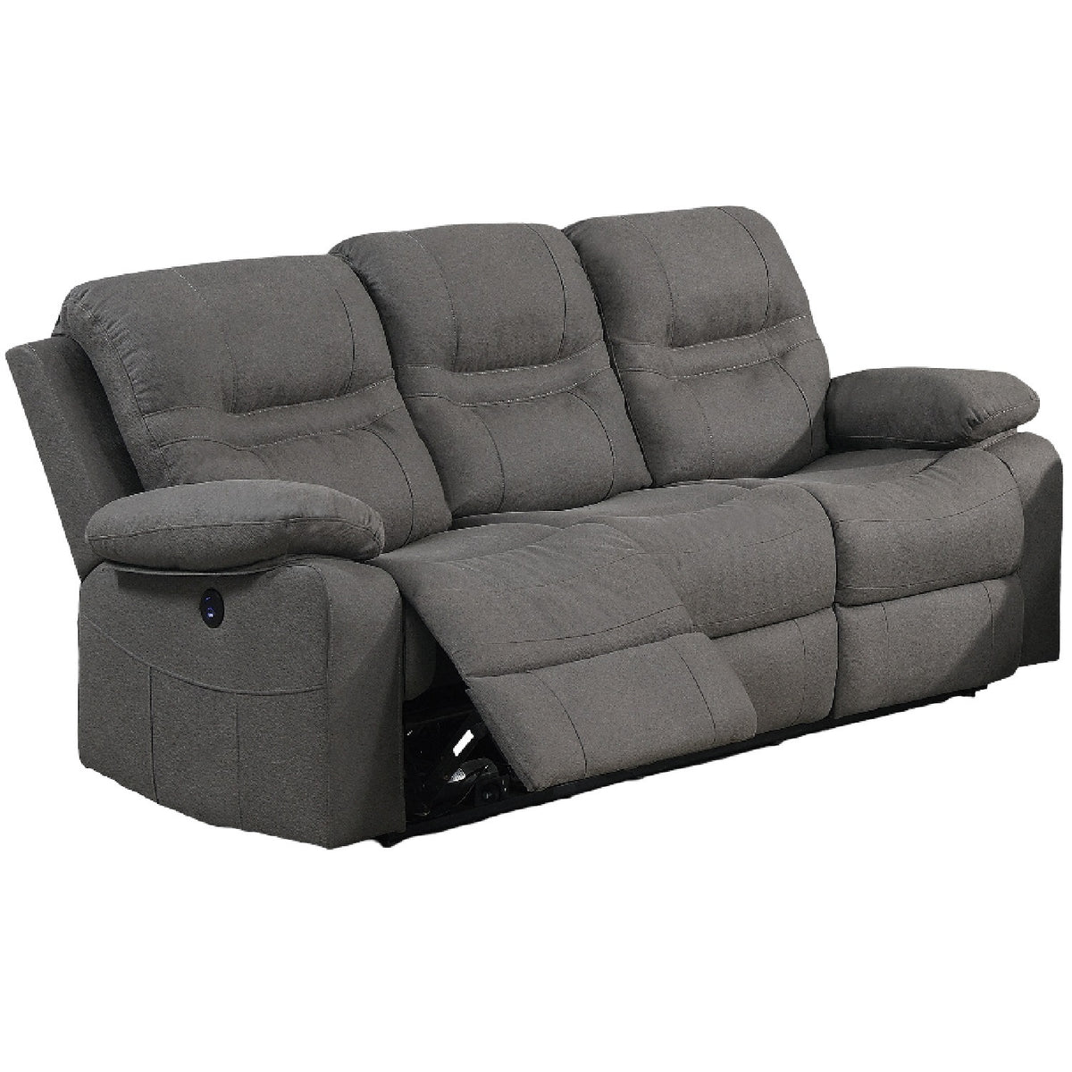 Blue Vegan Leather Power Reclining Sofa, 86 in Wide