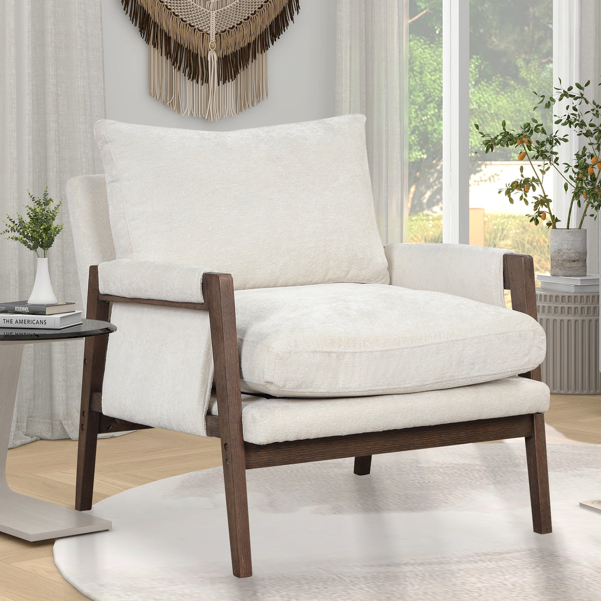 White Velvet Accent Chair