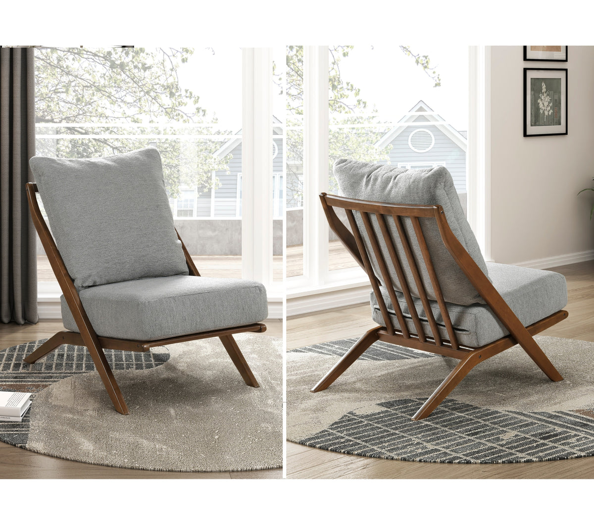 Gray Chenille Accent Chair, 24 in Wide