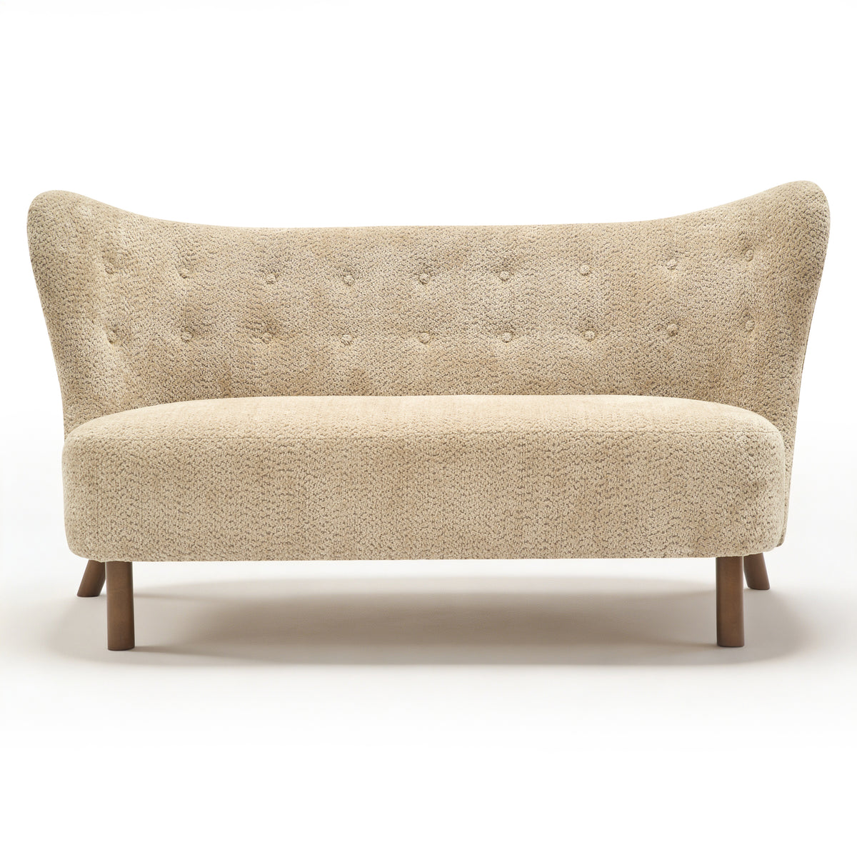 Camel Chenille Curved Sofa, 57.9 in Wide