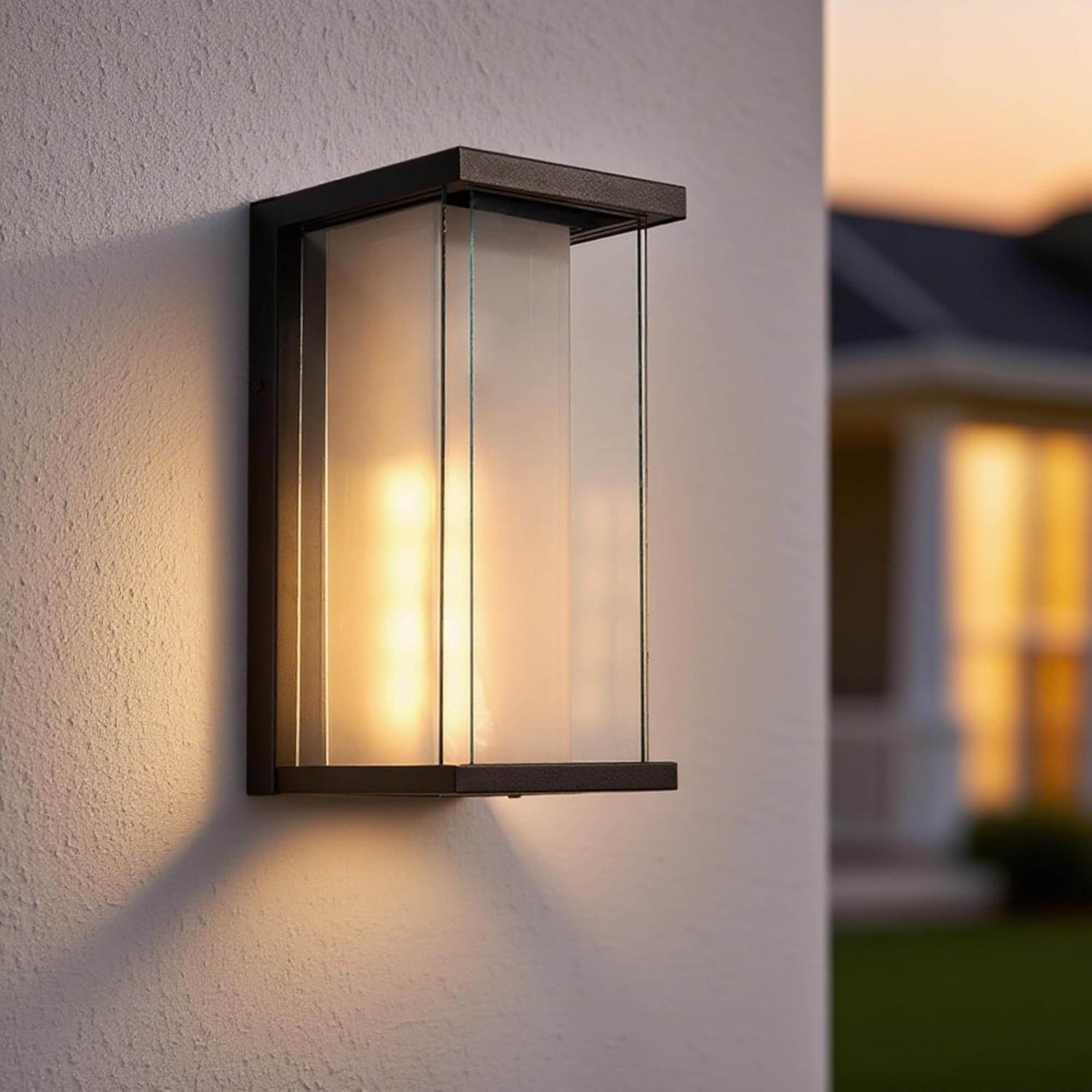 Outdoor Wall Sconce, 2-Pack Dusk-to-Dawn, Black