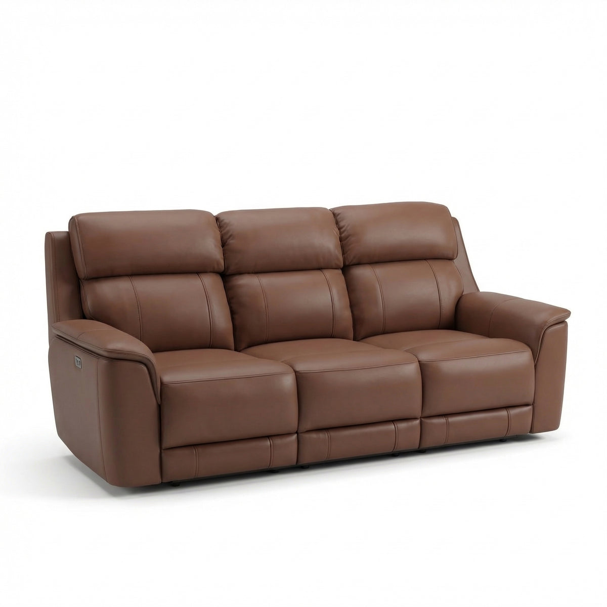 Brown Top Grain Leather Power Reclining Sofa, 90 in Wide
