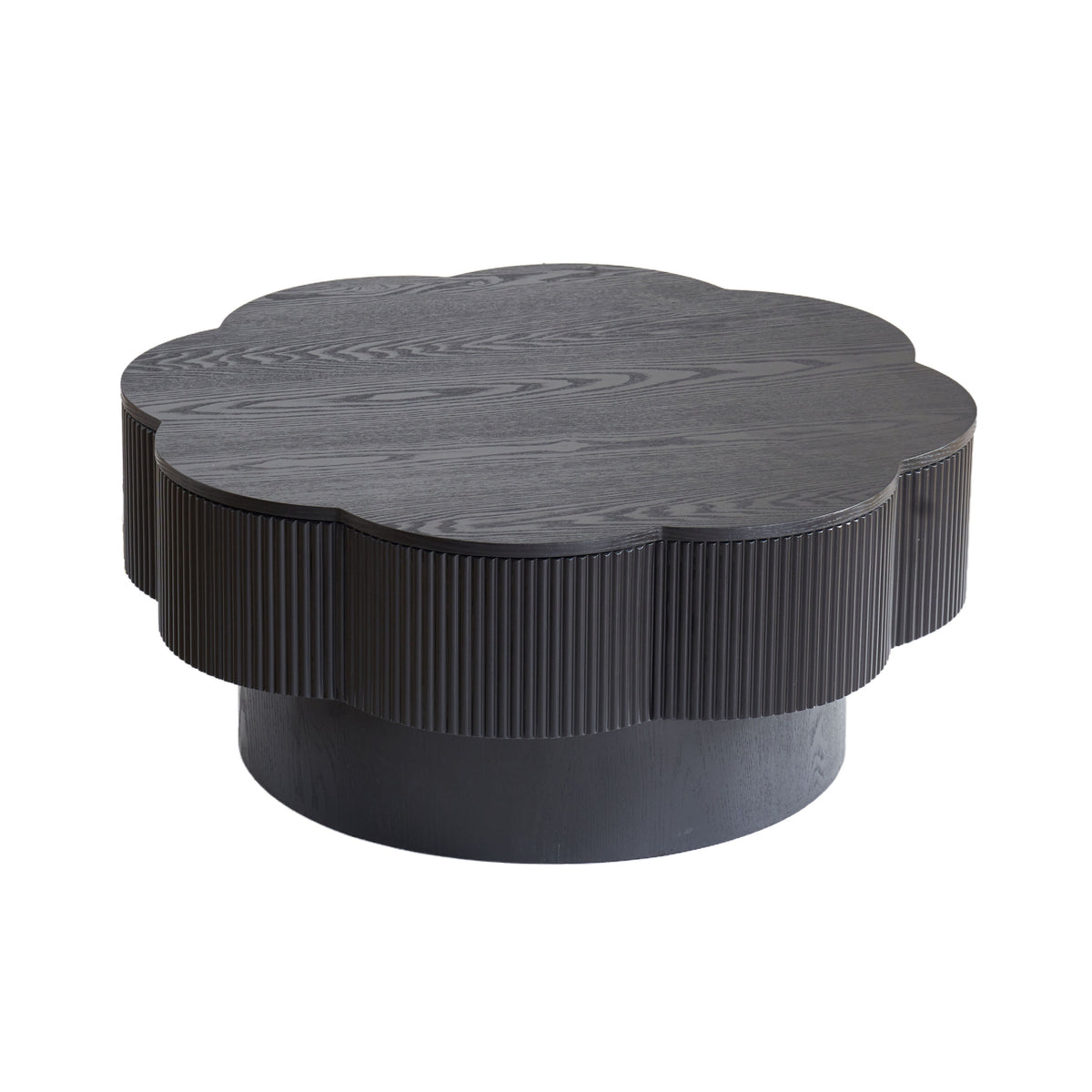 Black Fluted Coffee Table with Storage, 31.5 in