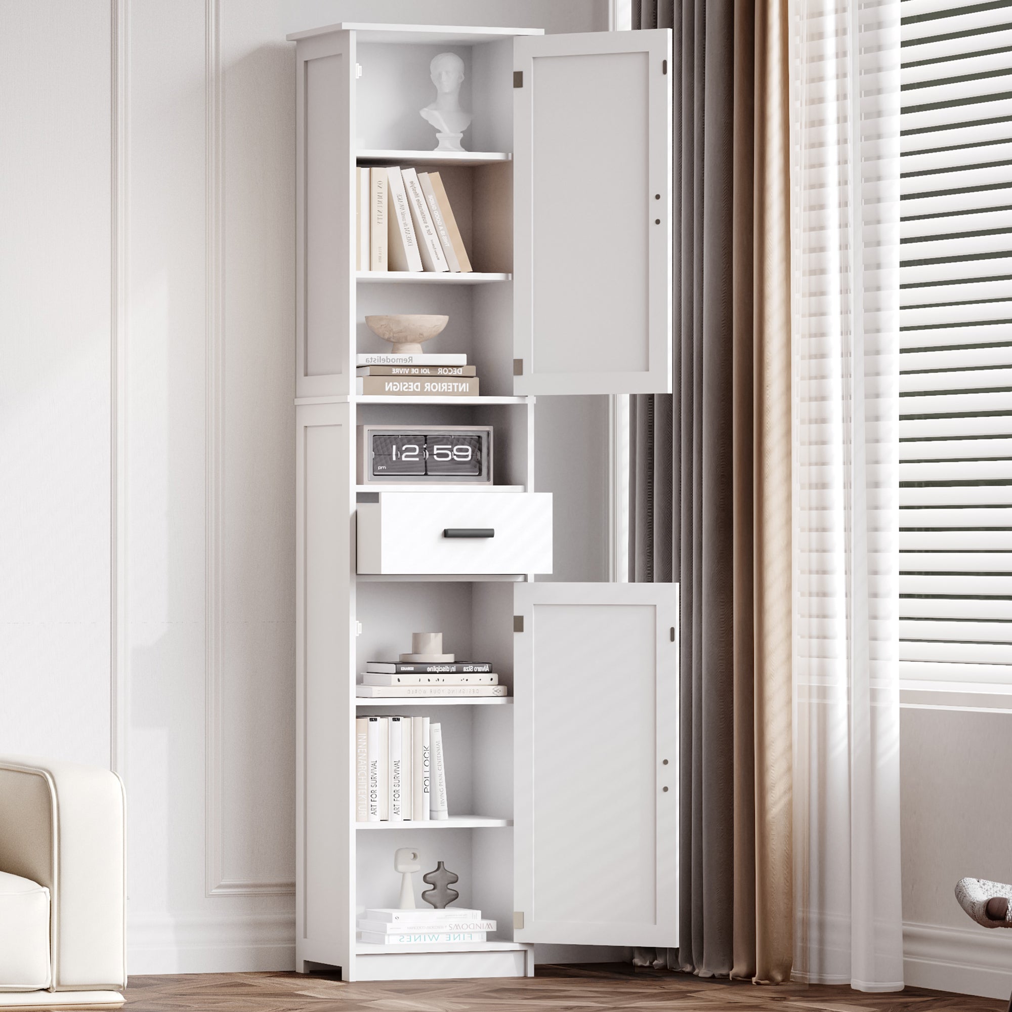 Storage Cabinet with Drawers, 14.6 in, White