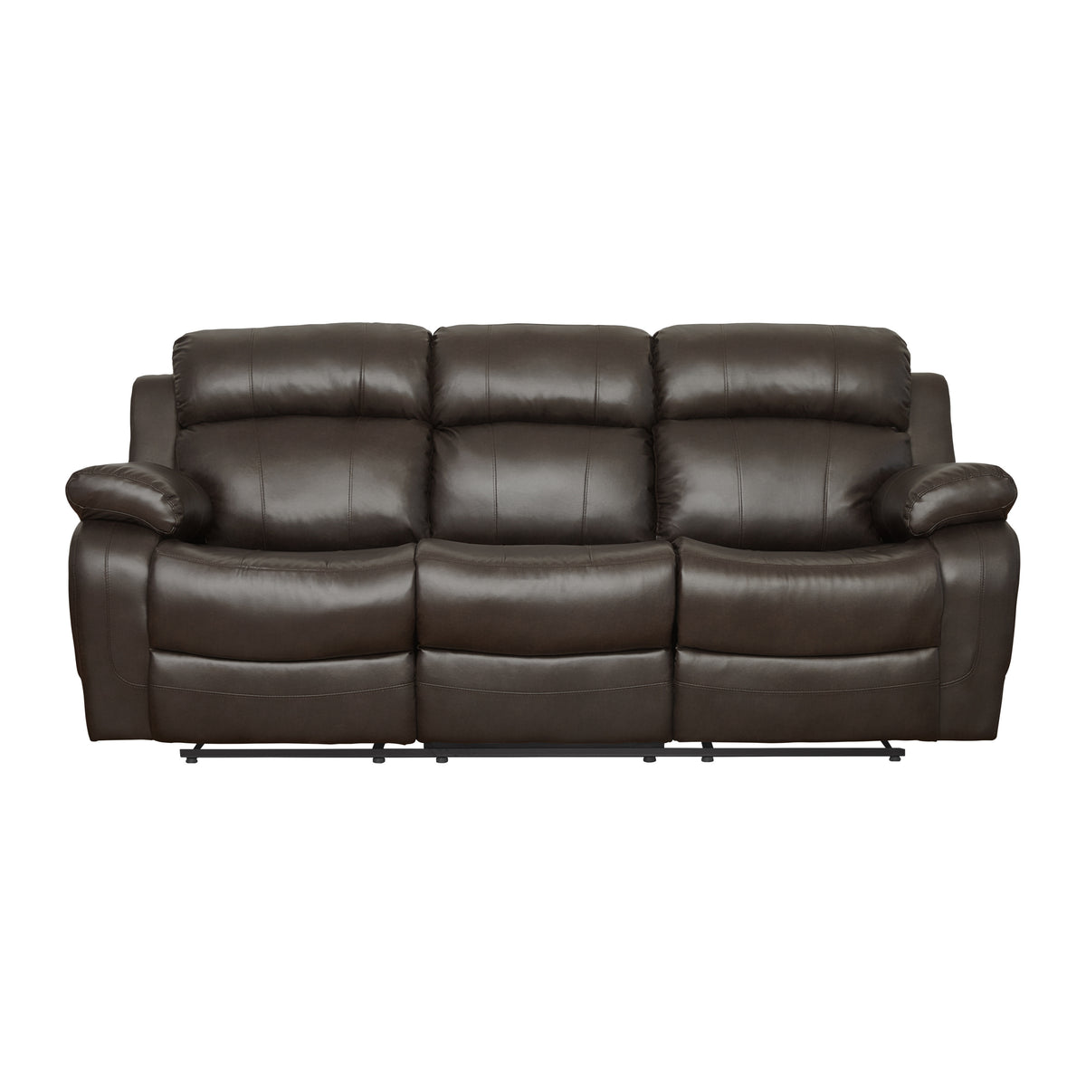 Brown Vegan Leather Reclining Sofa, 86.5 in Wide