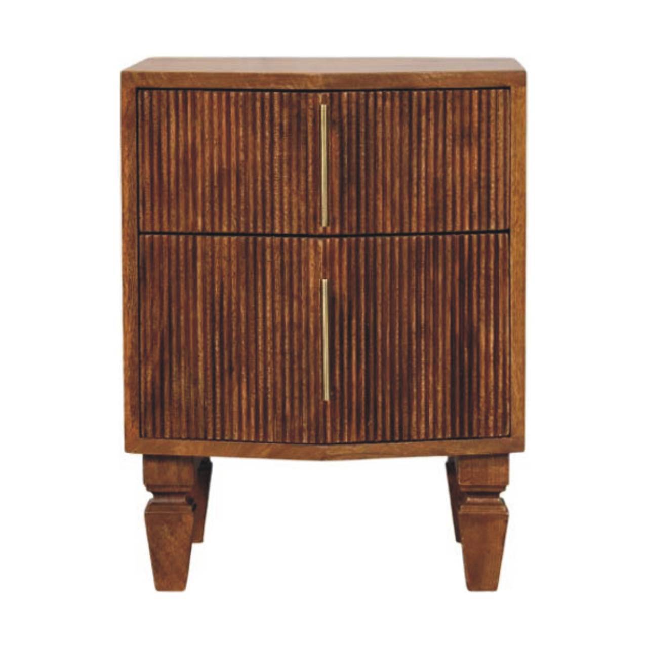 Wood Bedside Table Nightstand with 2 Drawers, Brown