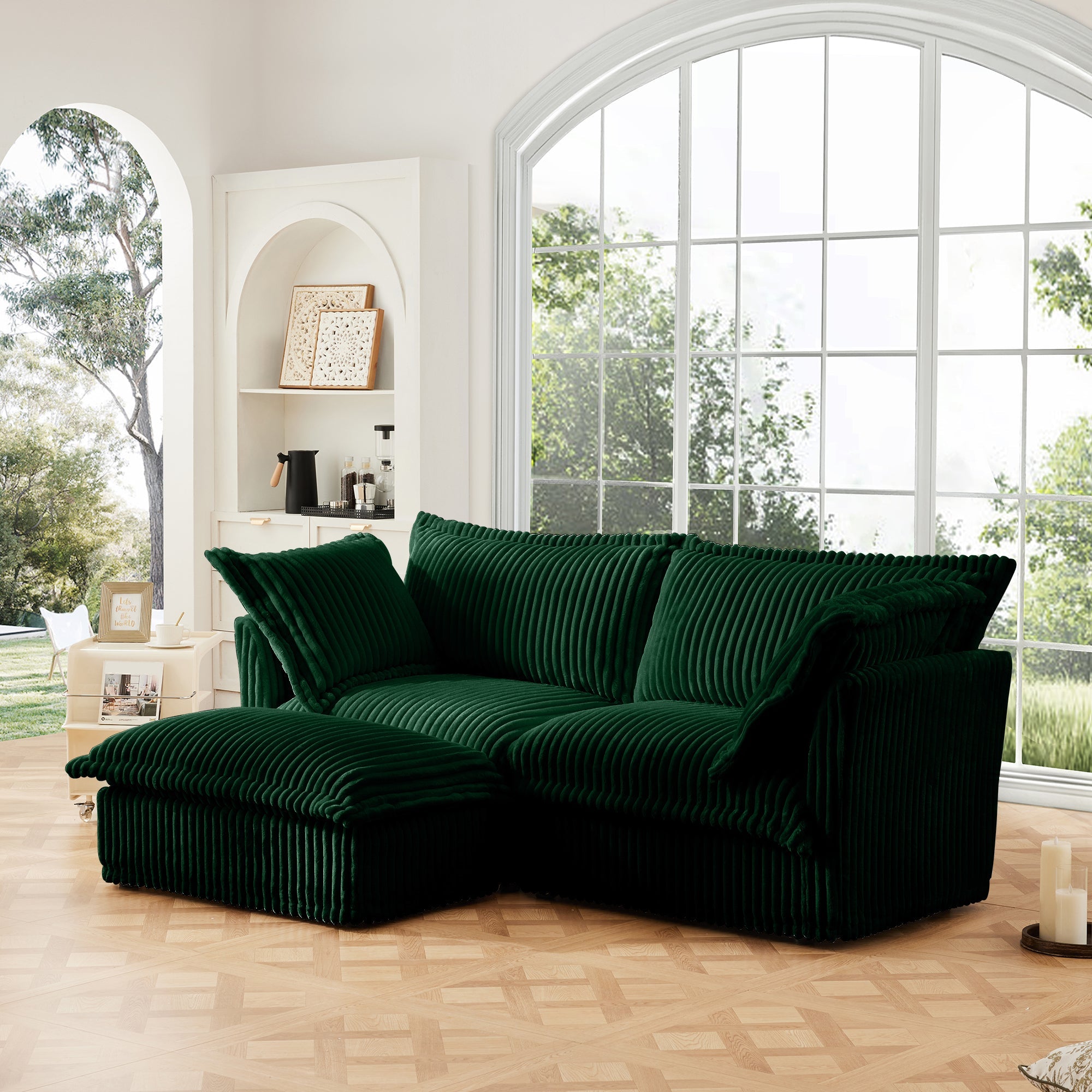 Fluffy 2-Seat Modular Sofa in Corduroy Emerald #OttOnly_1 #Fabric_Corduroy Emerald
