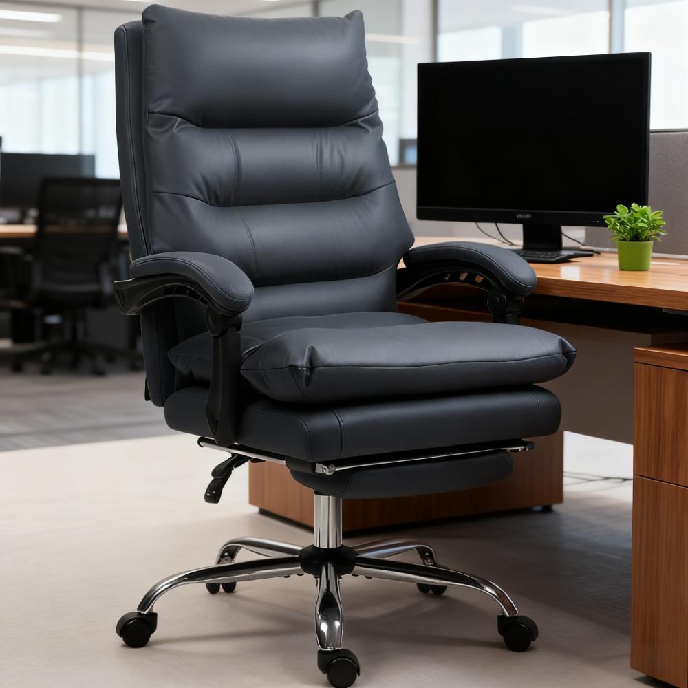 Massage Lumbar Support Office Chair, 265 lb Capacity, Grey, 25.5 in Deep