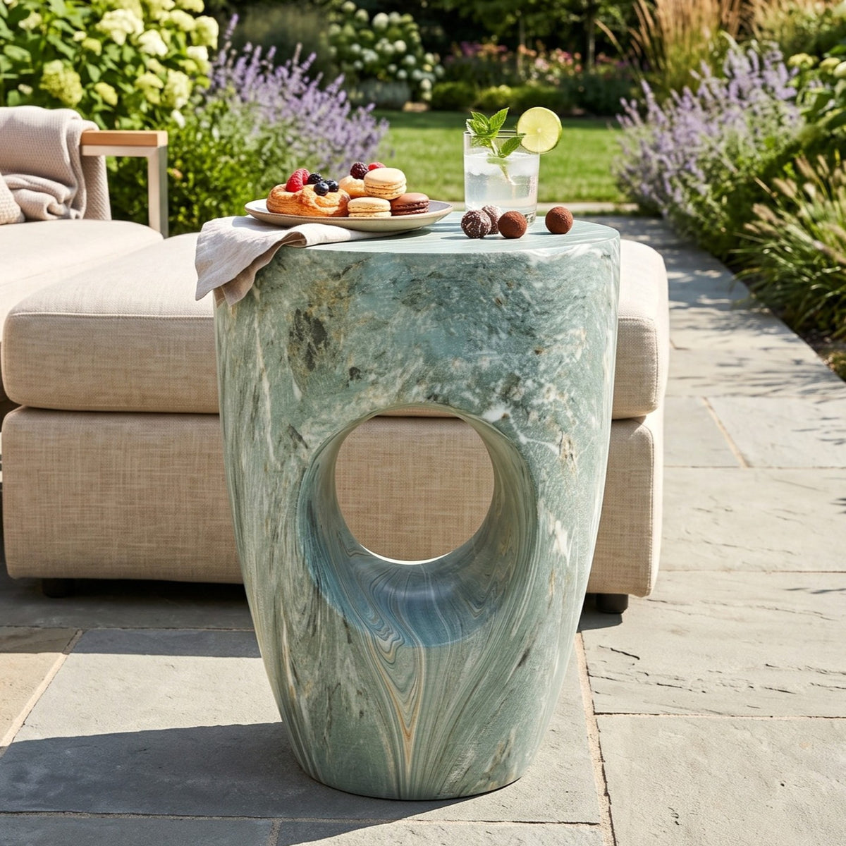 Green Round Outdoor Side Table