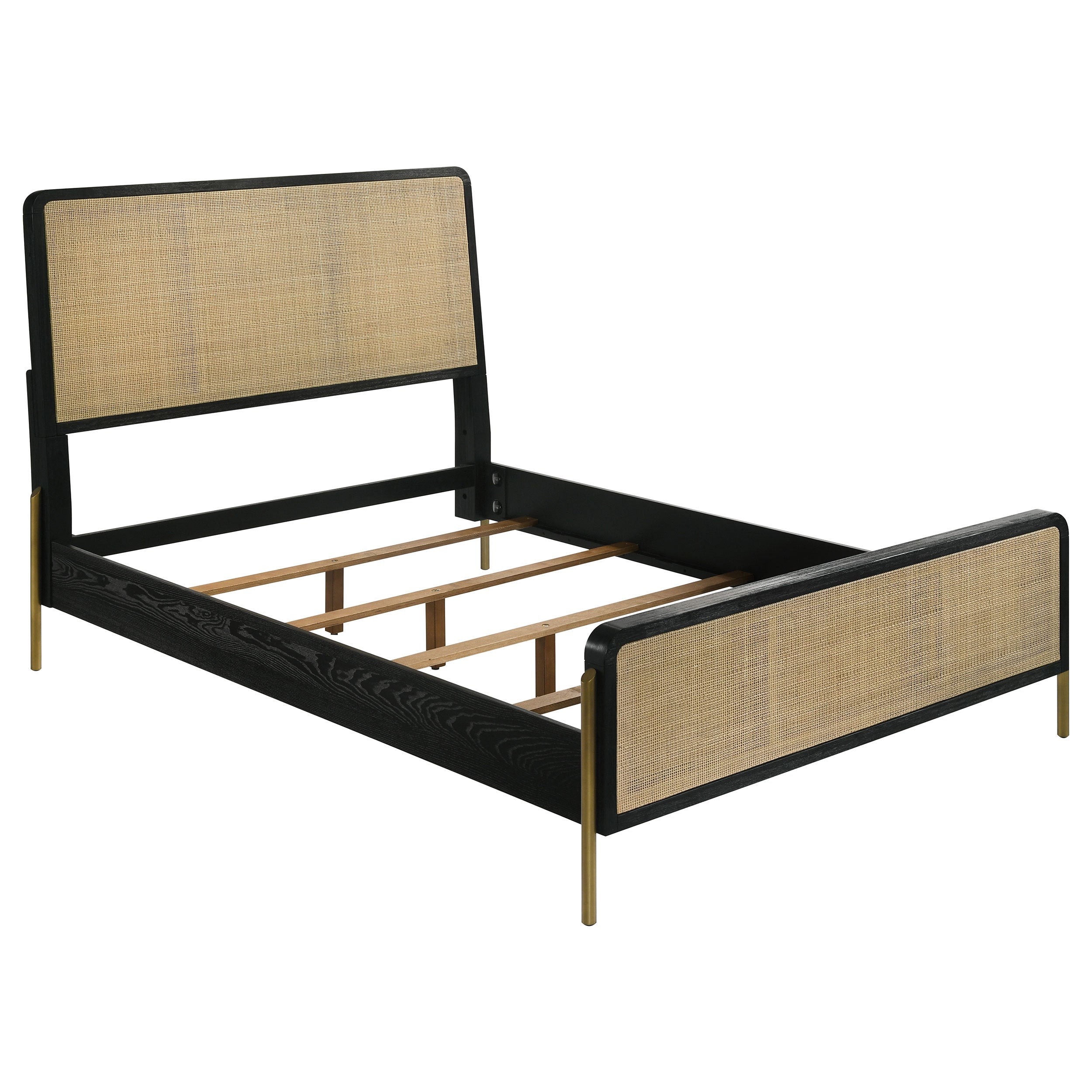 Queen Rattan Bed Frame, Black Finish