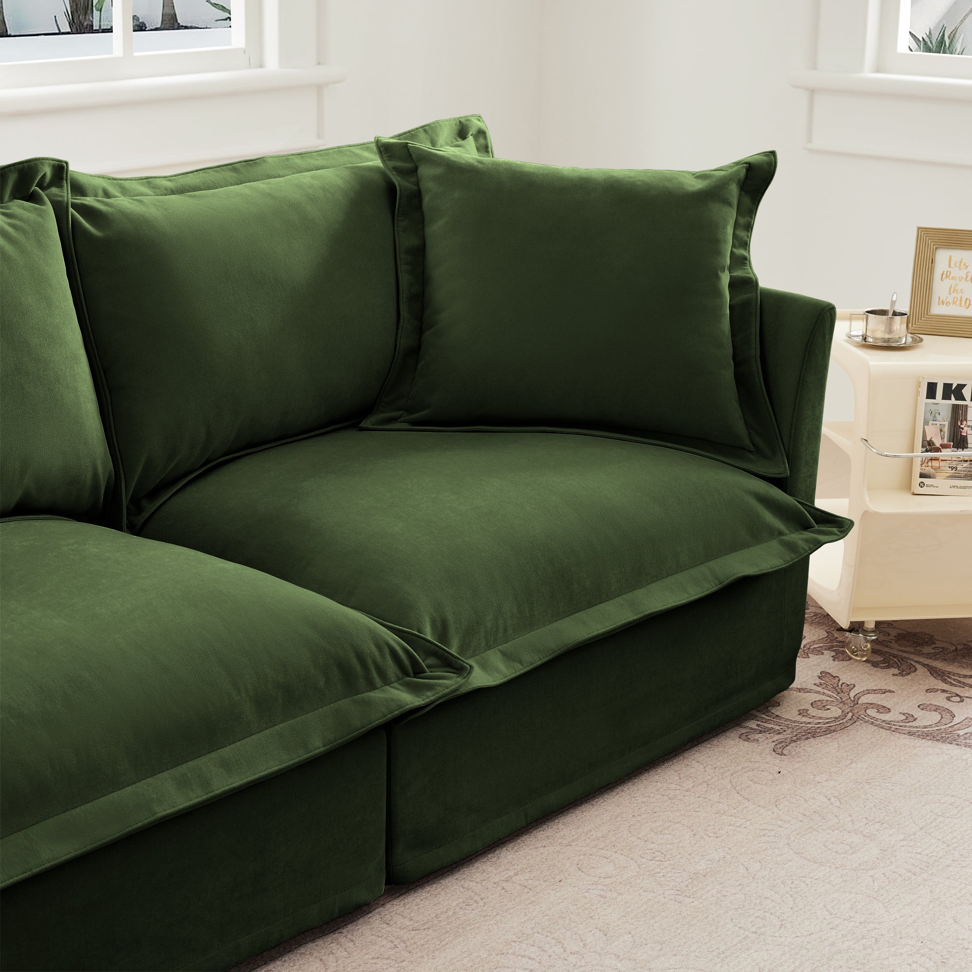 Fluffy 3-Seat Modular Sofa in Chenille Olive #Fabric_Chenille Olive