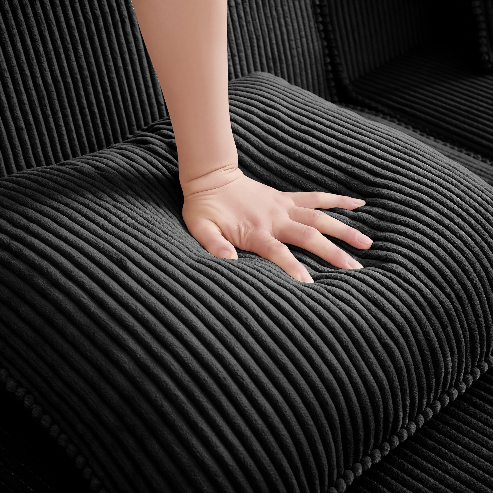 Hudson 2-Seat Boneless Couch in Black #Color_Black