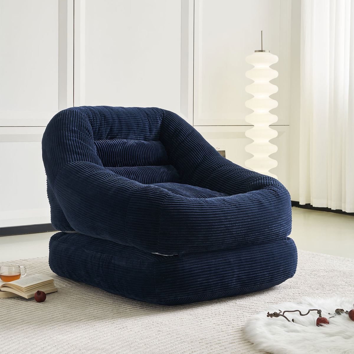 Blue Corduroy Sleeper Chair