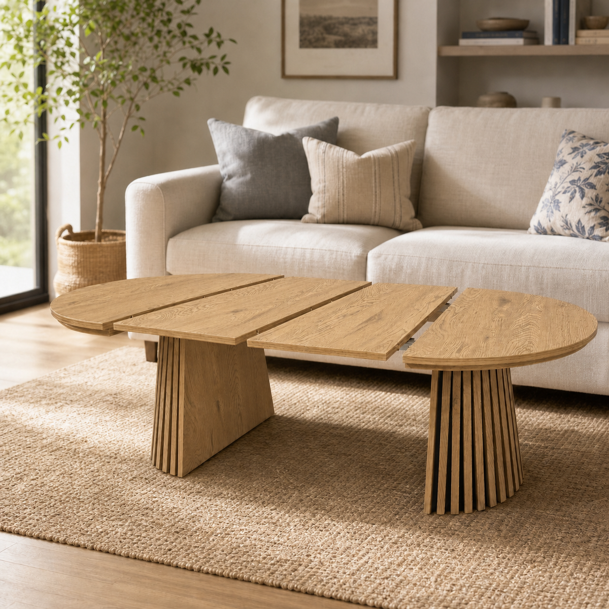 Natural Oval Coffee Table, 55 in