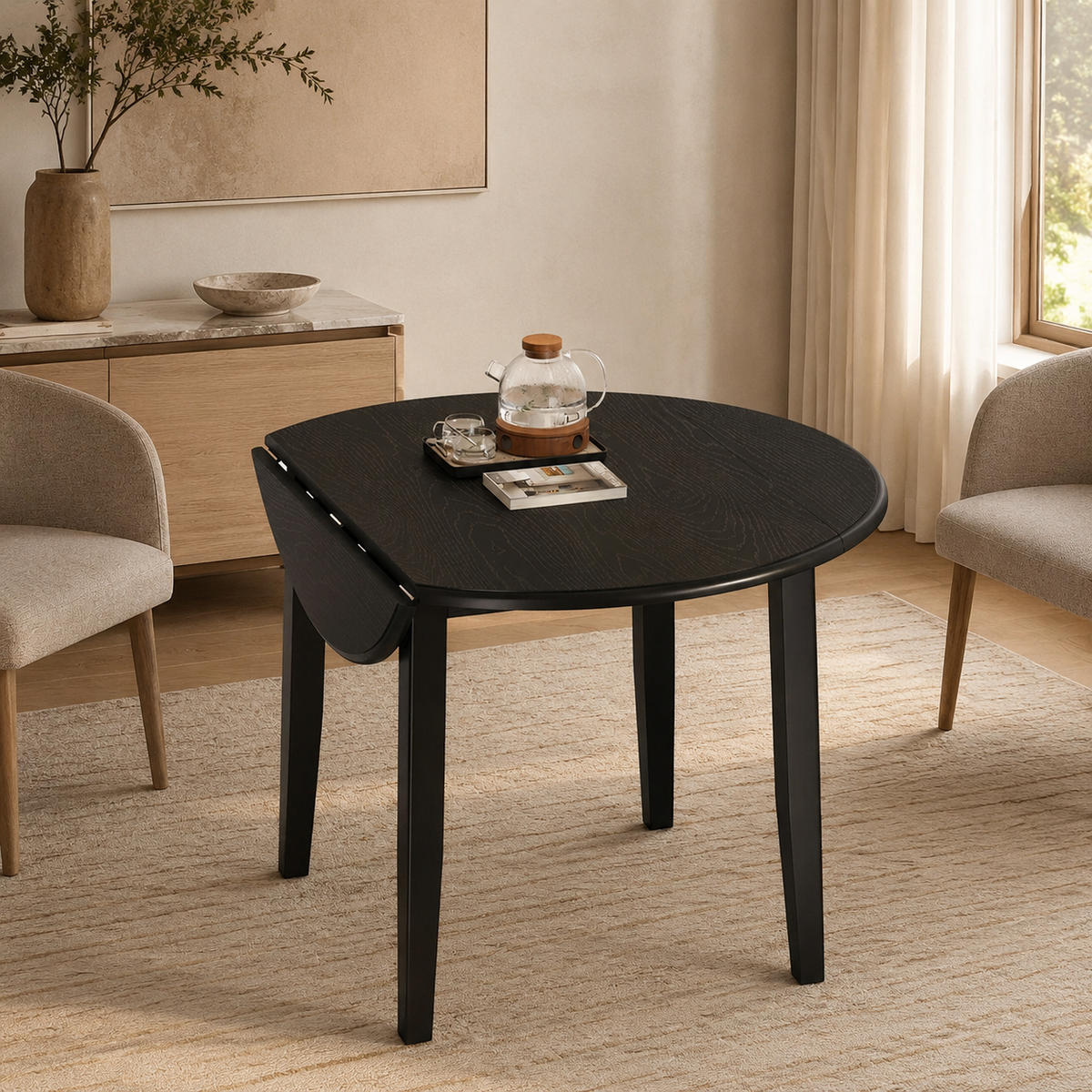Farmhouse Extendable Dining Table, Walnut - Oak Veneer Top