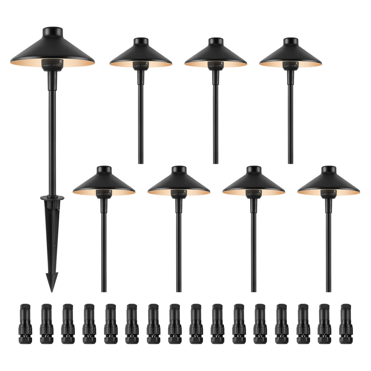 Landscape Path Lights, Low-Voltage LED 8-Pack, Black