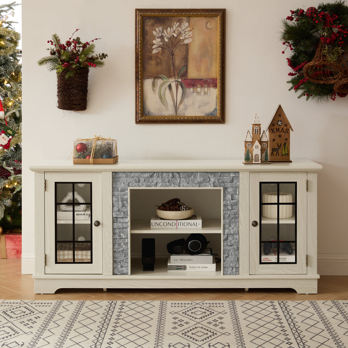 White Entertainment Center for TVs up to 65 in, 58.3 in Wide