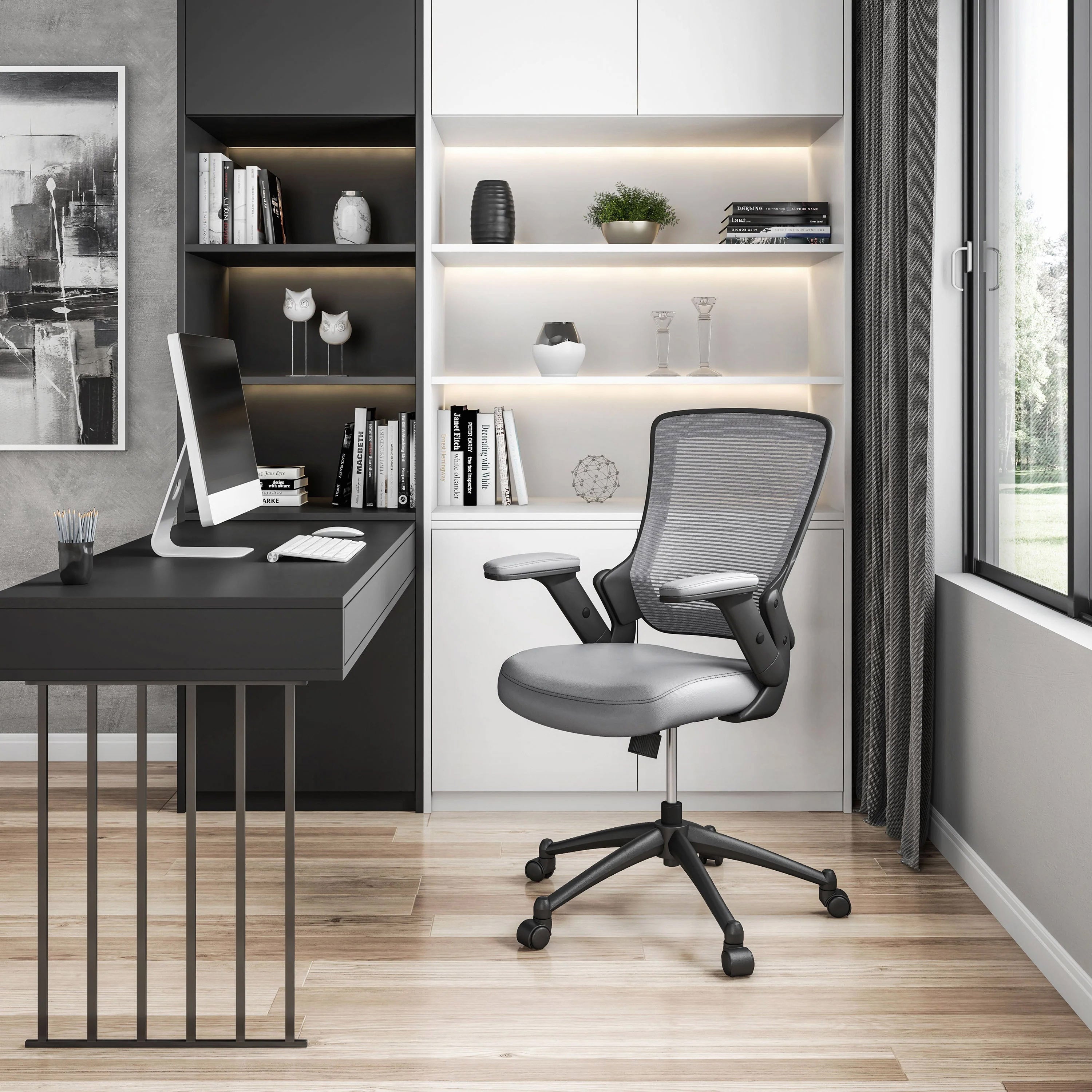 Reclining Height Adjustable Office Chair, 220 lb Capacity, Grey