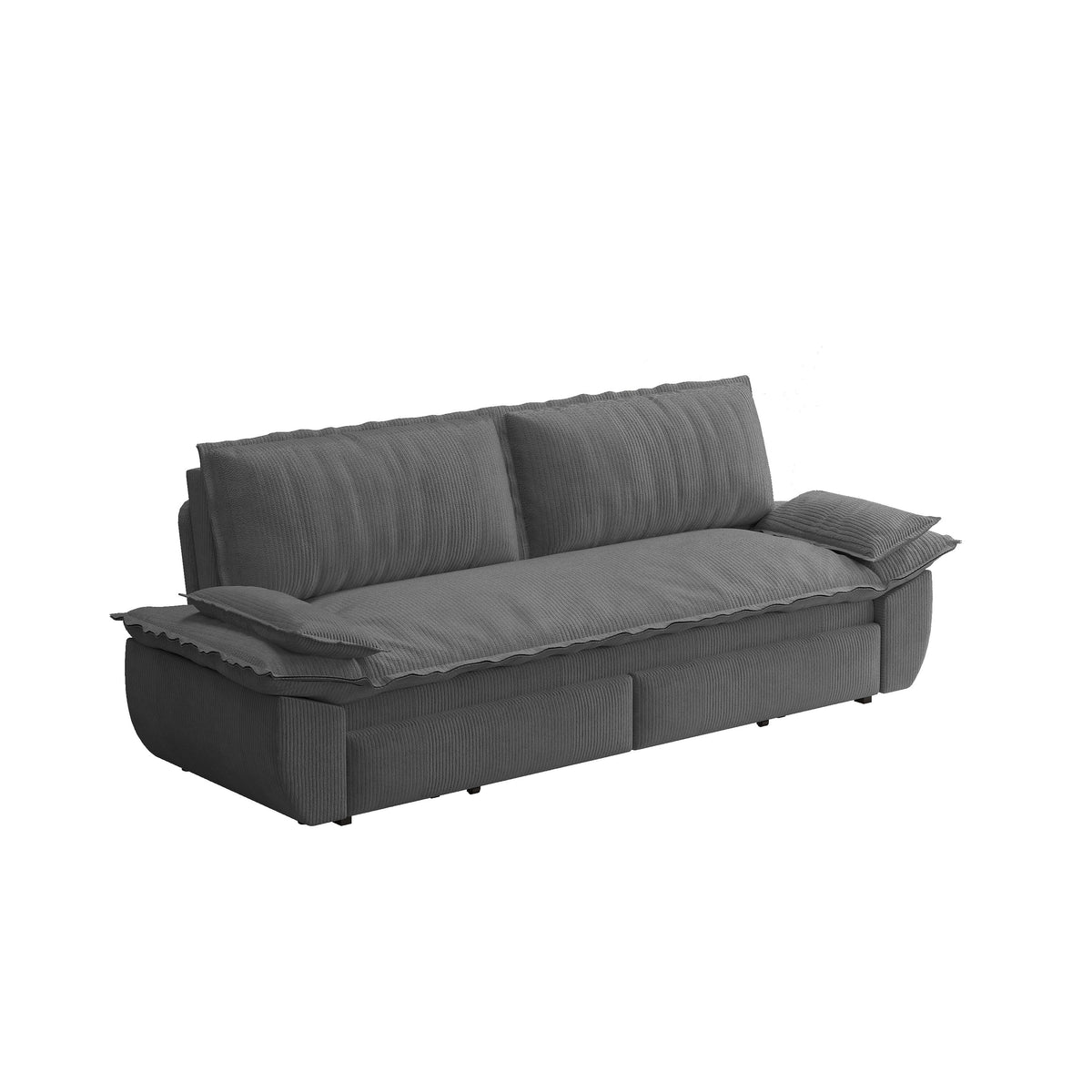 Gray Corduroy 3-Seat Queen Sleeper Sofa, 73.2 in Wide