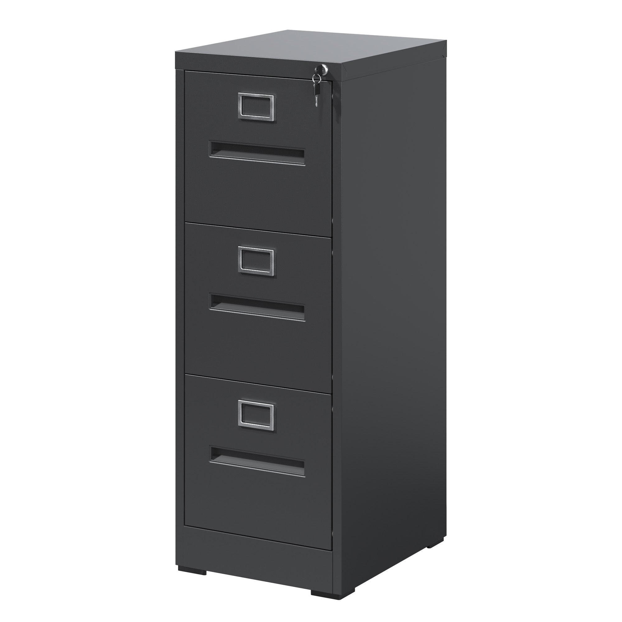 File Cabinet with Drawers and Lock, Filing Cabinet, 17.7 in, Black, Steel