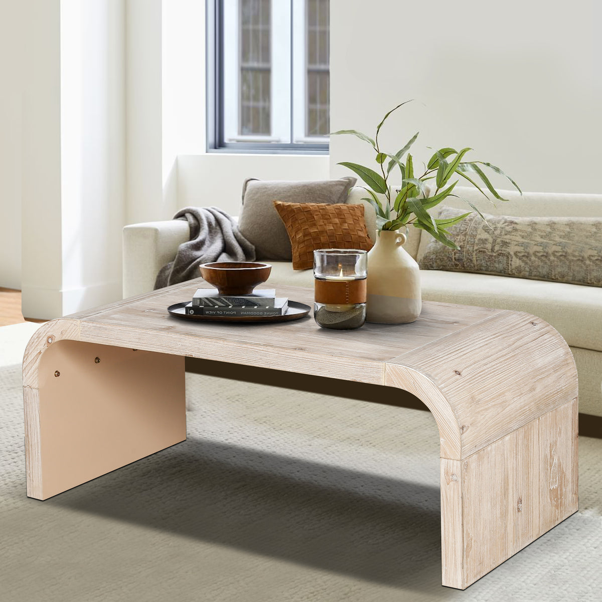 Natural Coffee Table, 47.2 in, Farmhouse