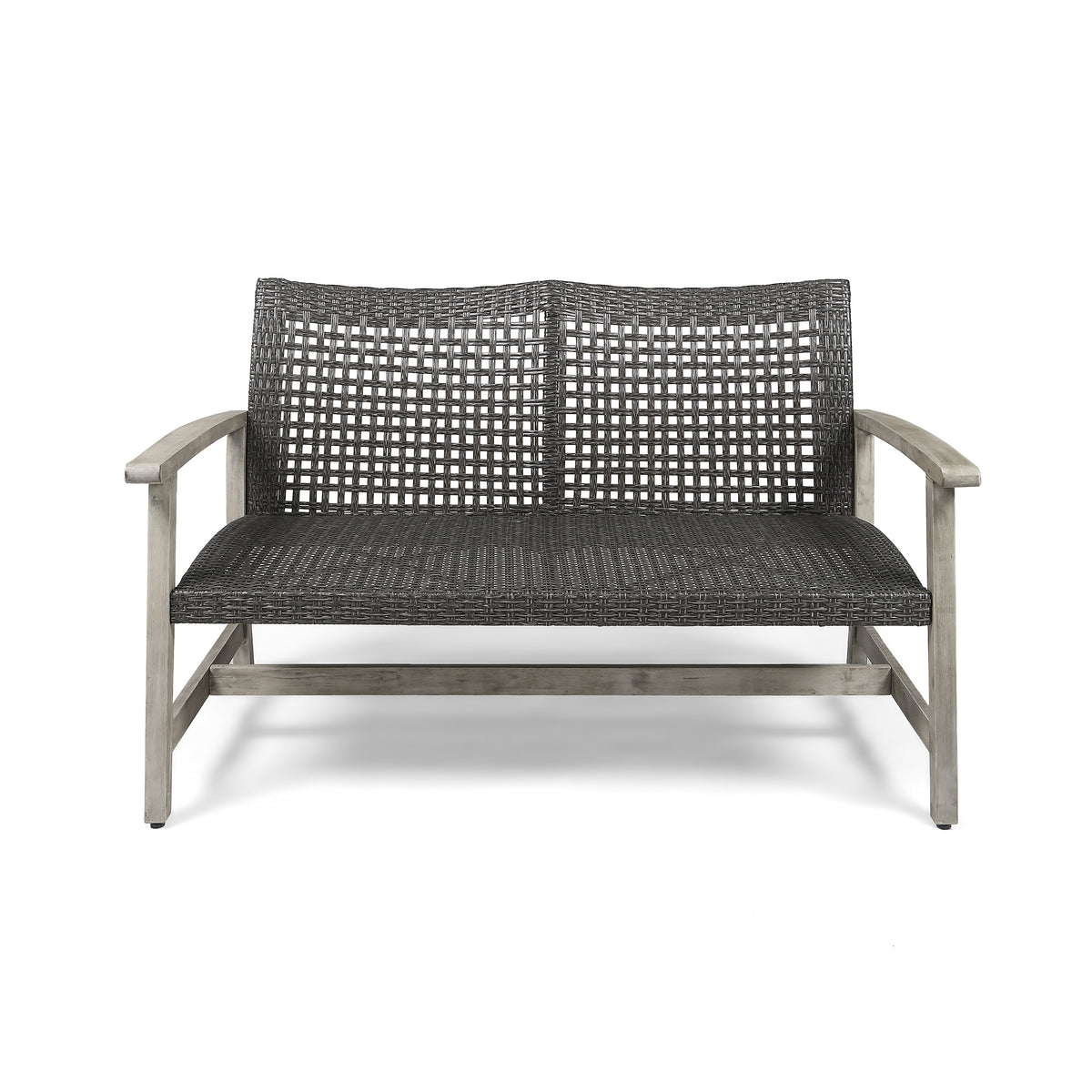 Gray Solid Wood Outdoor Loveseat, 52 in Wide