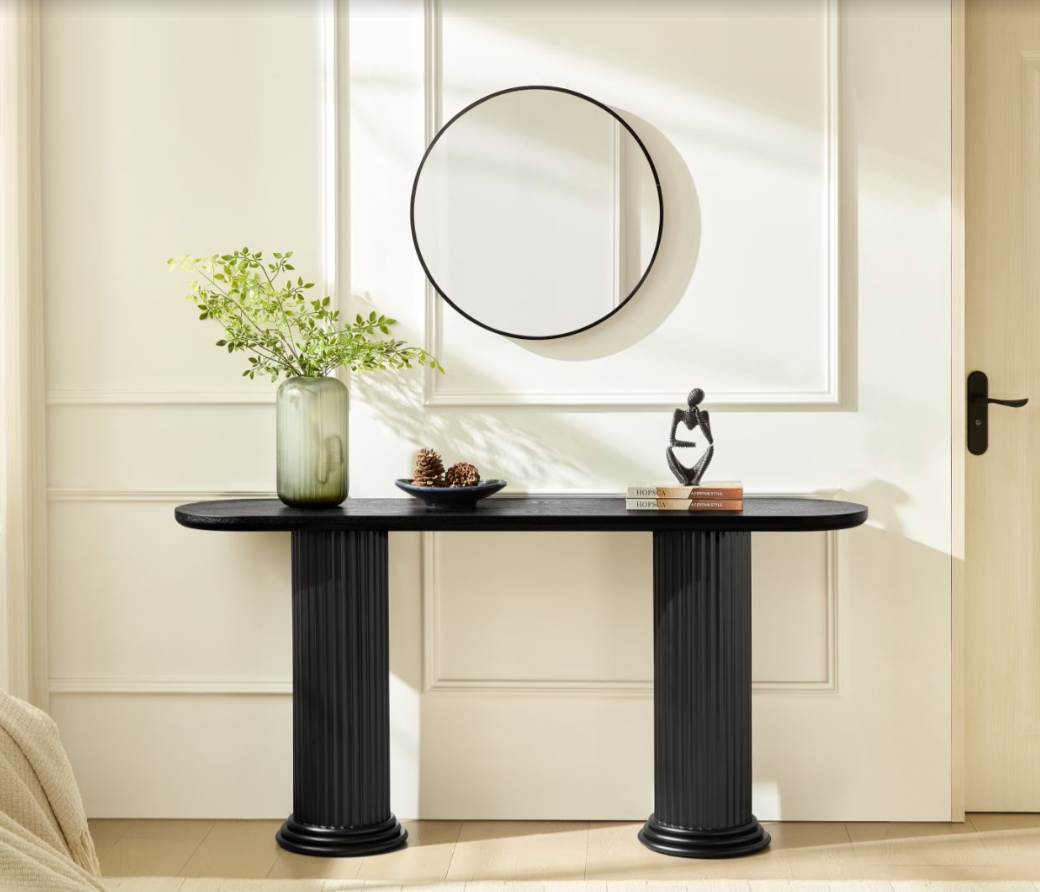Black Entryway Console Table, 63 in Wide