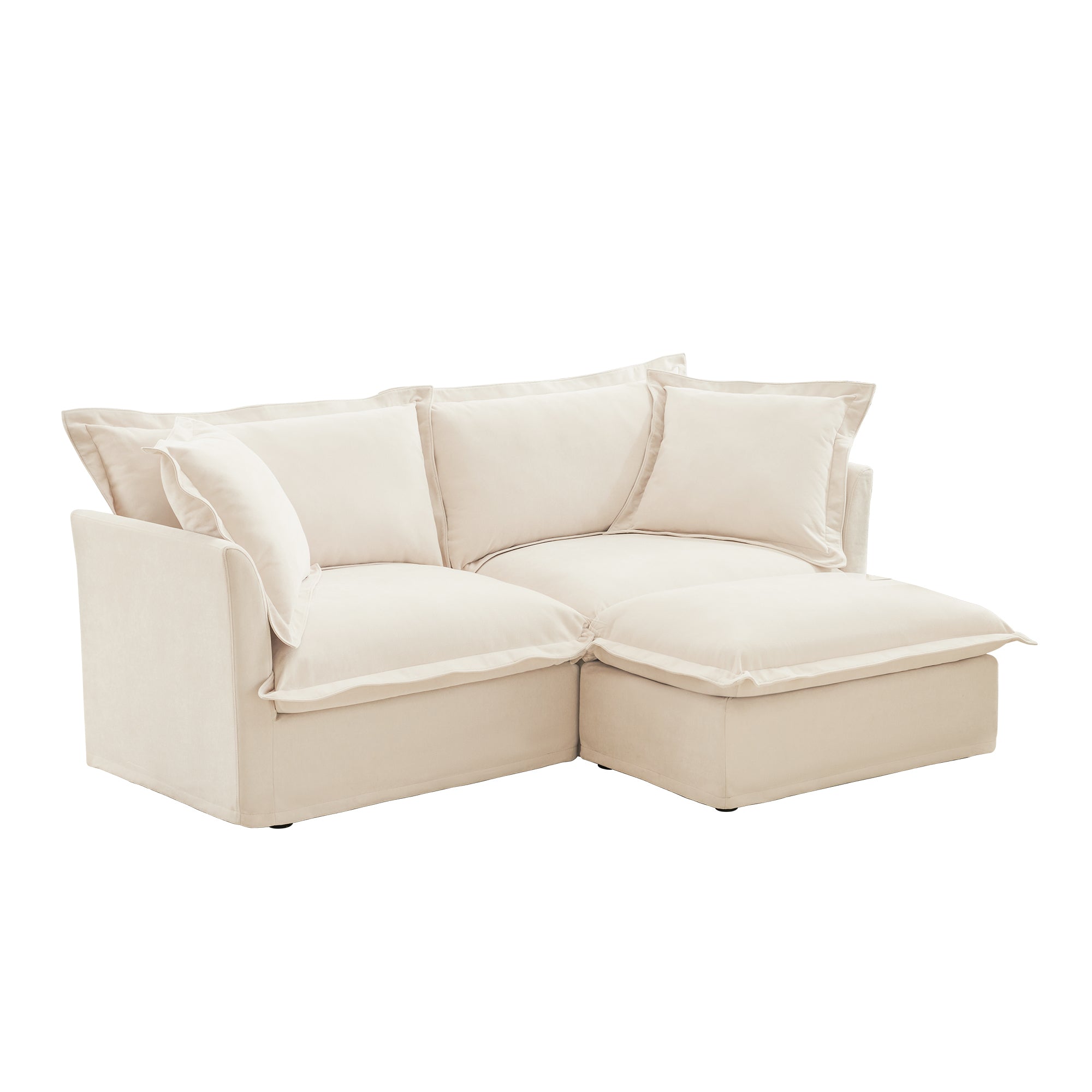 Fluffy 2-Seat Modular Sofa in Chenille Cream #OttOnly_1 #Fabric_Chenille Cream