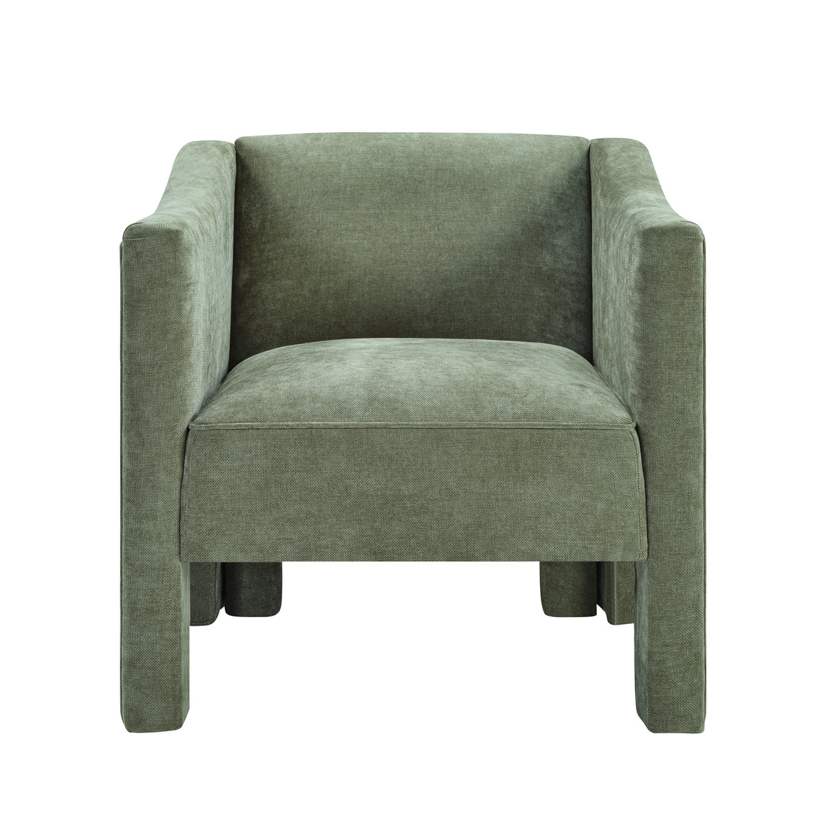 Green Chenille Barrel Chair