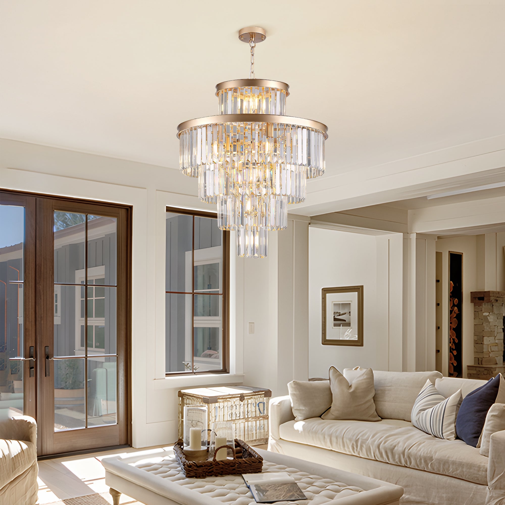 Chandelier, Iron, 15-Light, Gold Finish