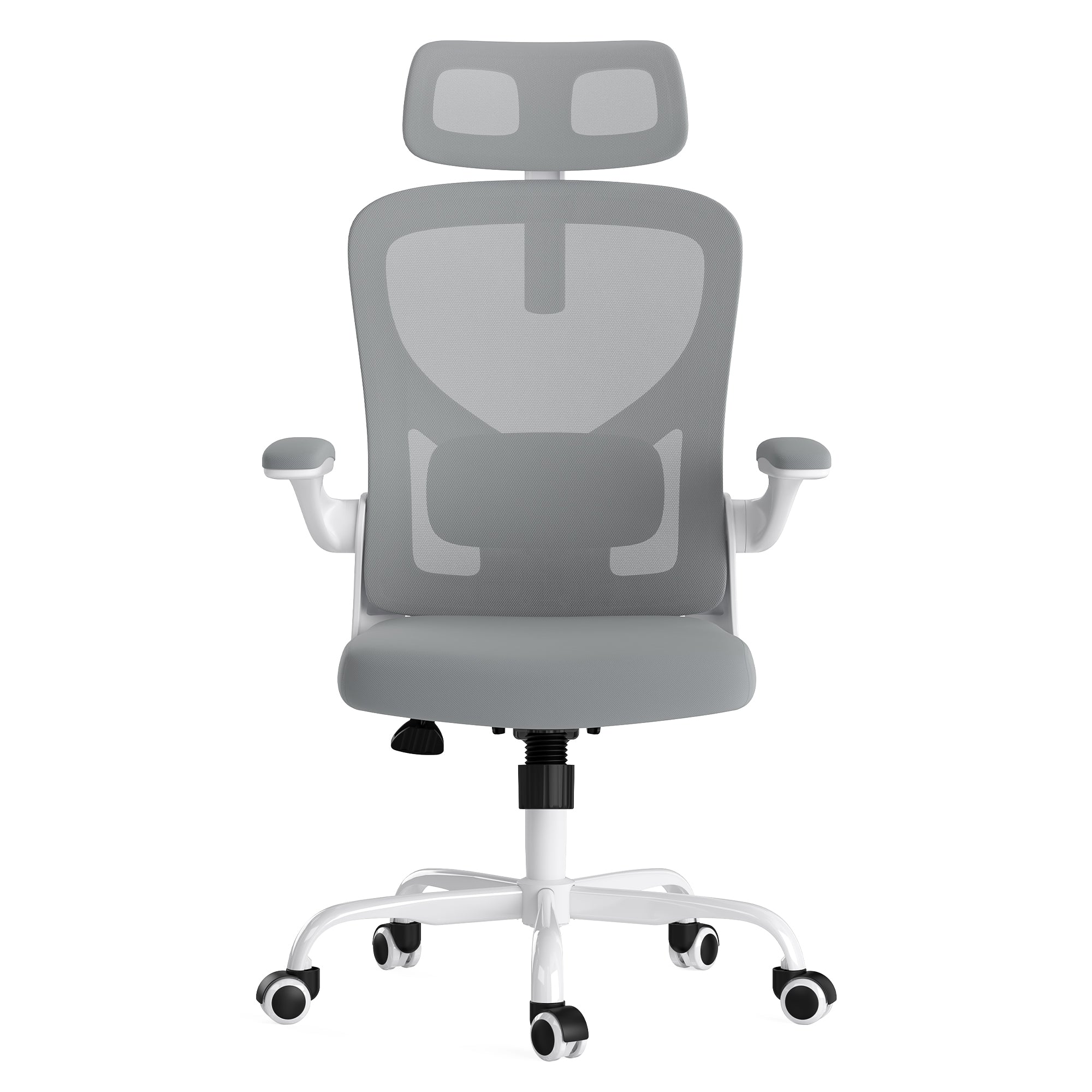 Lumbar Support Ergonomic Office Chair, 23.4 in, Grey, 23.43 in Deep