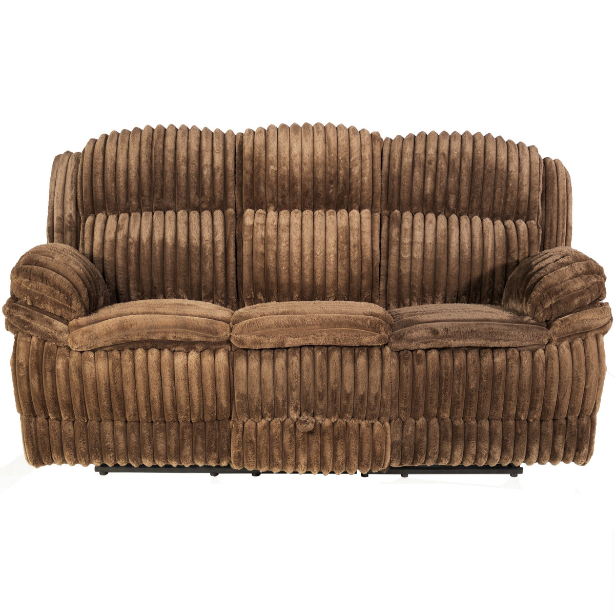 Chocolate Corduroy Reclining Sofa, USB Charging, 93 in Wide, 3-Seat