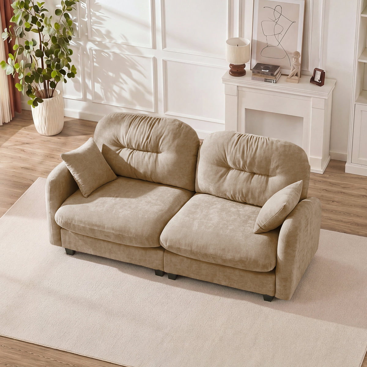 Camel Chenille Sectional Couch