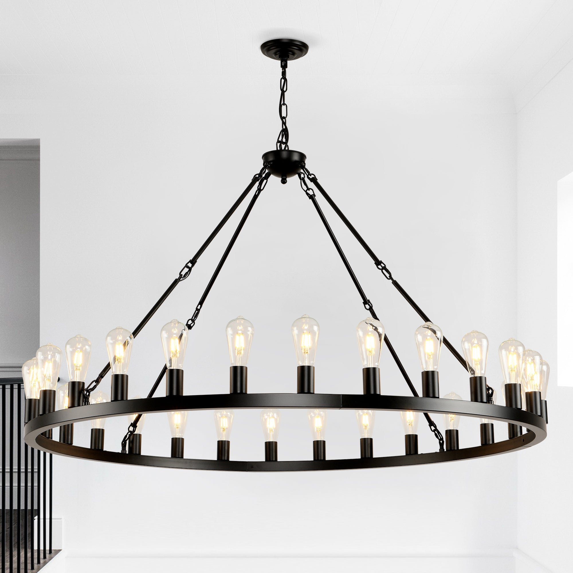 Wagon Wheel Chandelier, 28-Light Extra Large, Matte Black