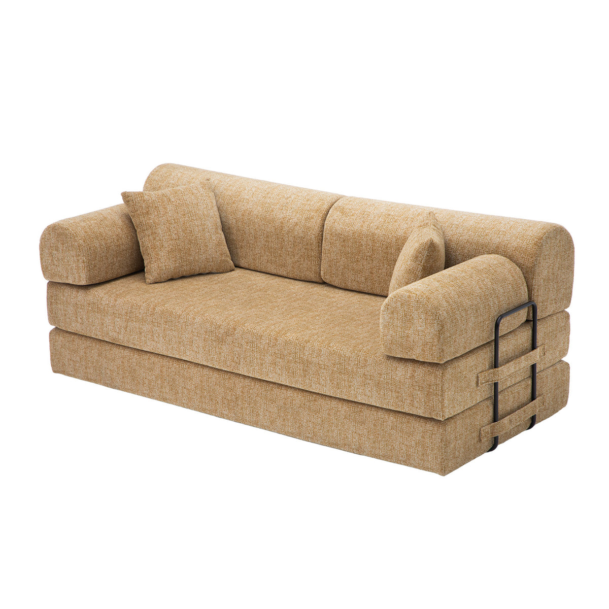 Yellow Boucle Sleeper Sofa, No Assembly, 78.7 in Wide