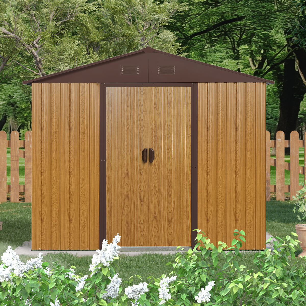 4x8 ft Brown Metal Storage Shed